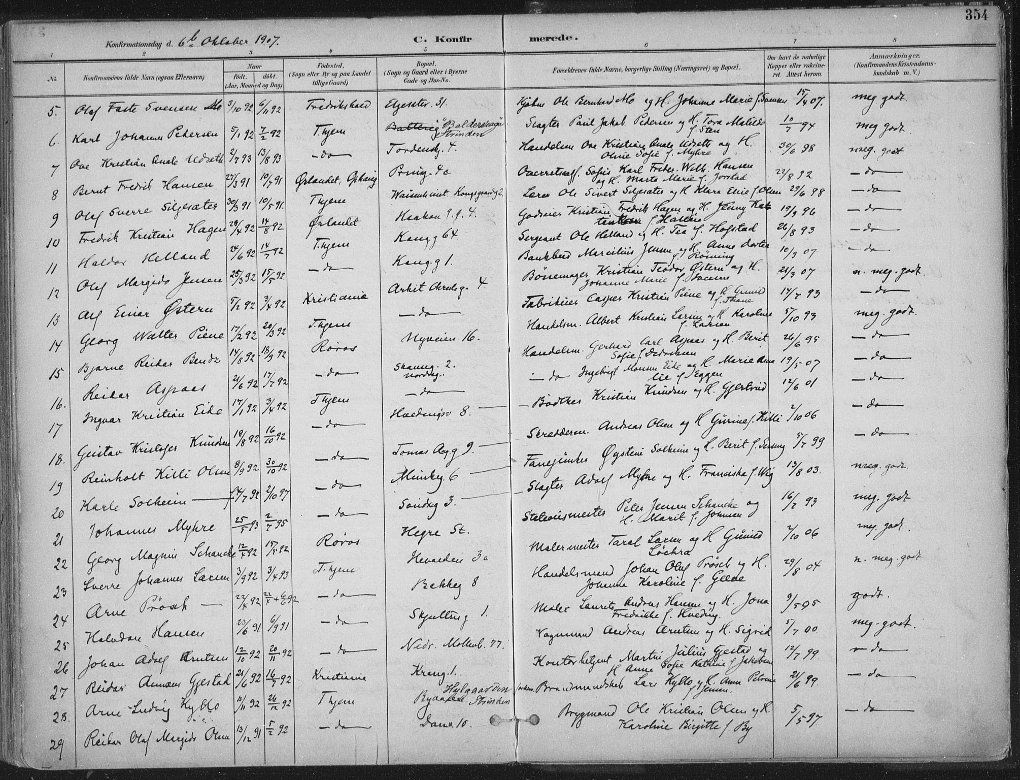 Ministerialprotokoller, klokkerbøker og fødselsregistre - Sør-Trøndelag, AV/SAT-A-1456/601/L0062: Ministerialbok nr. 601A30, 1891-1911, s. 354