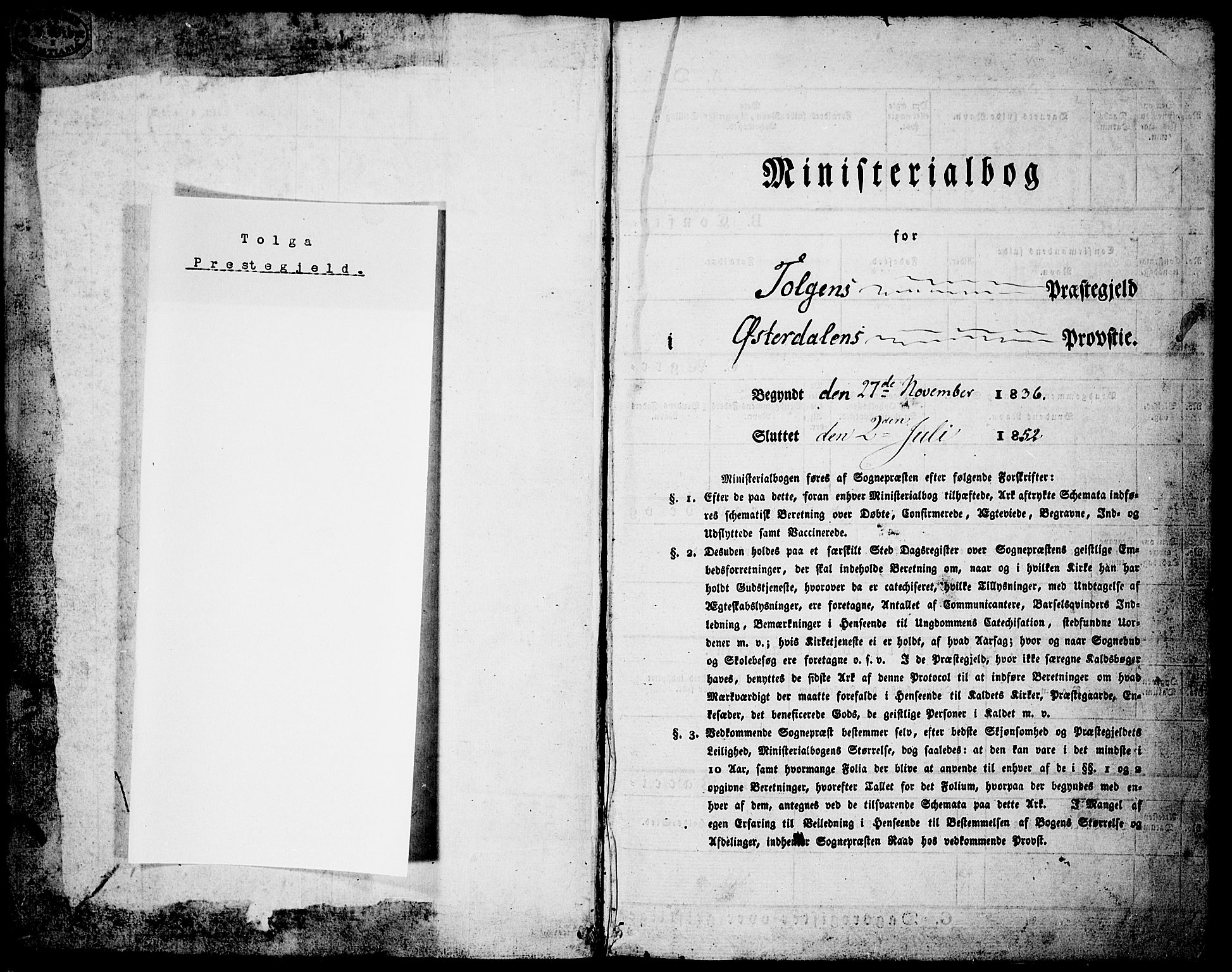 Tolga prestekontor, AV/SAH-PREST-062/K/L0005: Ministerialbok nr. 5, 1836-1852