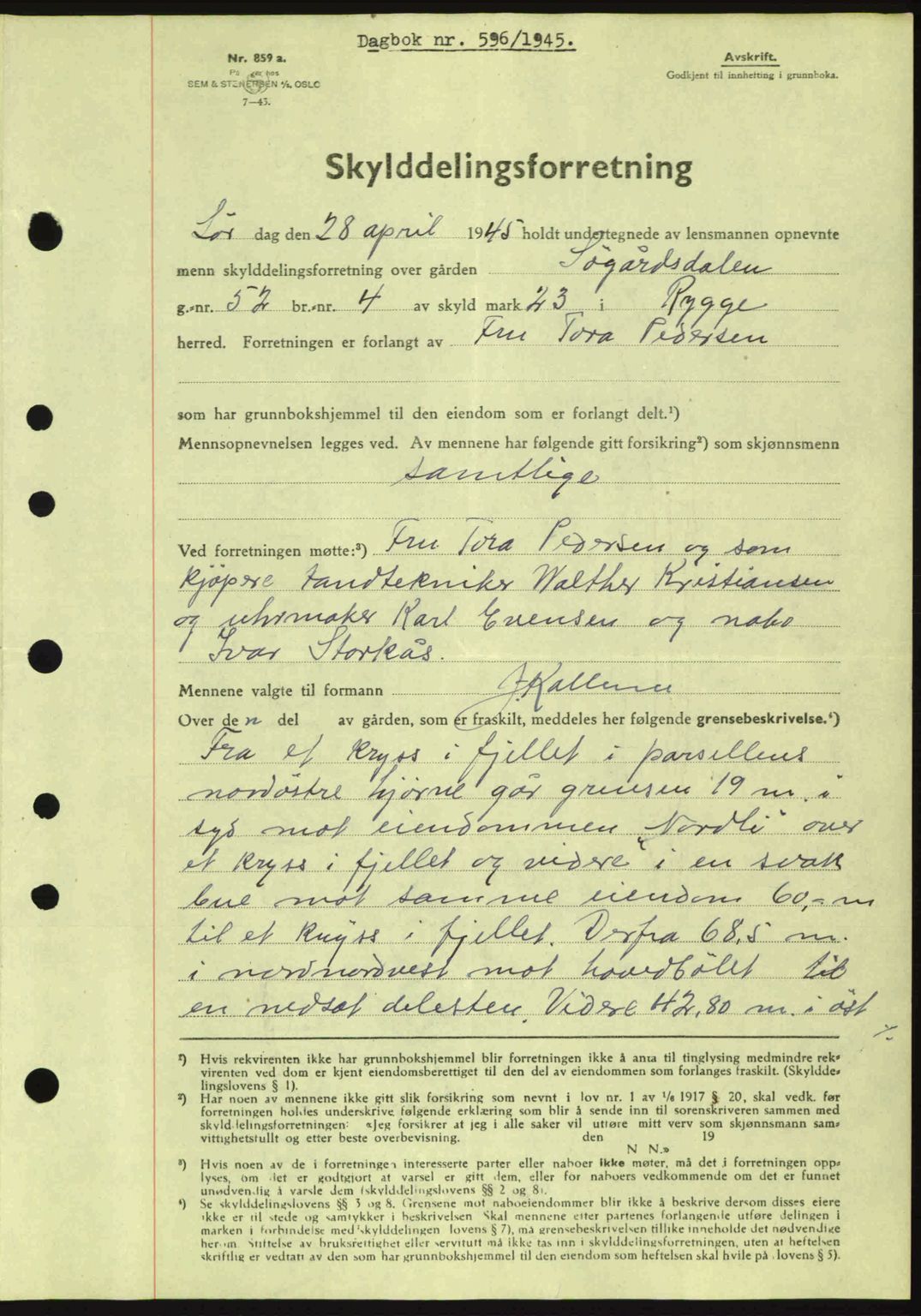 Moss sorenskriveri, SAO/A-10168: Pantebok nr. A13, 1944-1945, Dagboknr: 596/1945