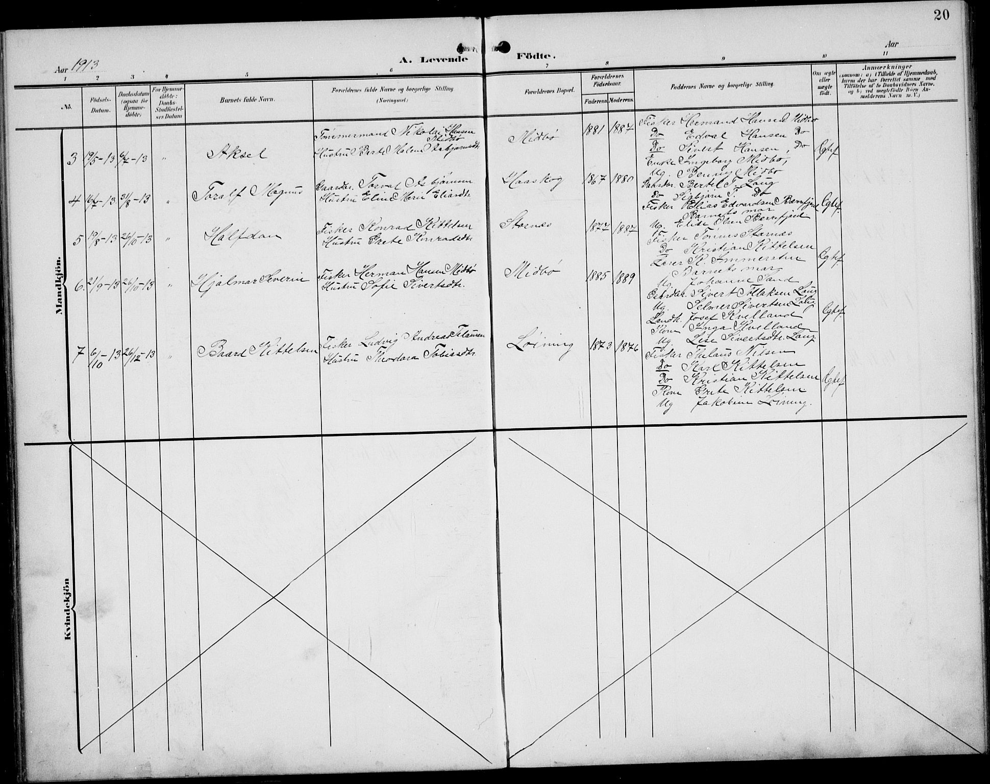 Sokndal sokneprestkontor, AV/SAST-A-101808: Klokkerbok nr. B 7, 1904-1935, s. 20