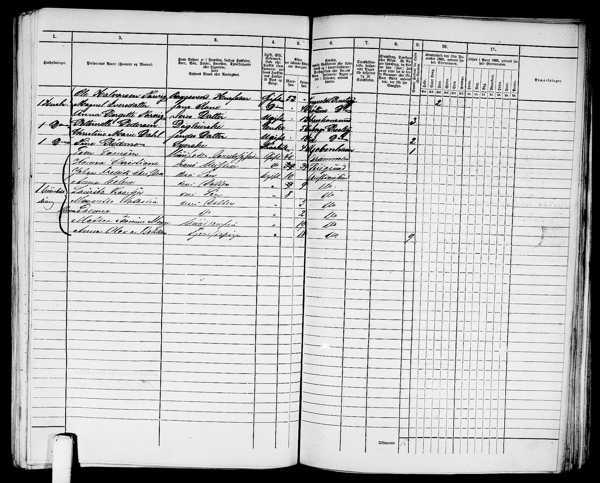 RA, Folketelling 1865 for 1503B Kristiansund prestegjeld, Kristiansund kjøpstad, 1865, s. 842