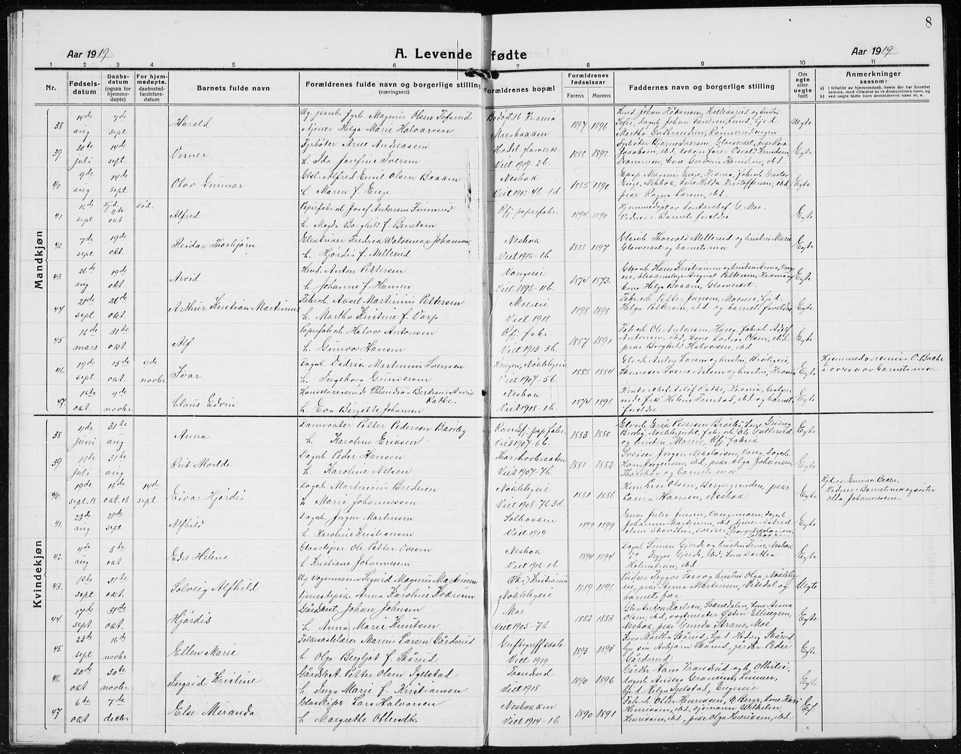 Jevnaker prestekontor, AV/SAH-PREST-116/H/Ha/Hab/L0005: Klokkerbok nr. 5, 1919-1934, s. 8