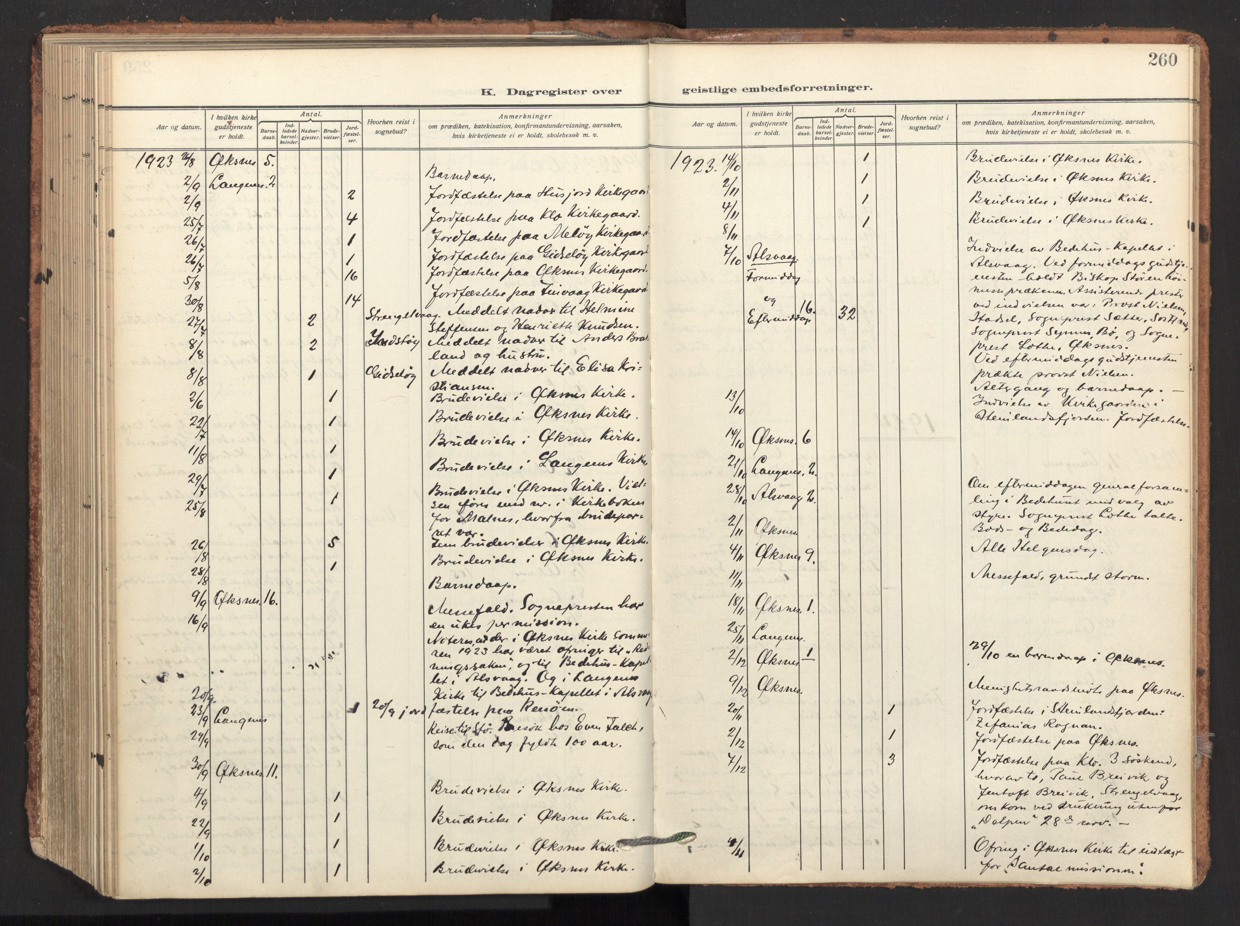 Ministerialprotokoller, klokkerbøker og fødselsregistre - Nordland, SAT/A-1459/893/L1343: Ministerialbok nr. 893A15, 1914-1928, s. 260