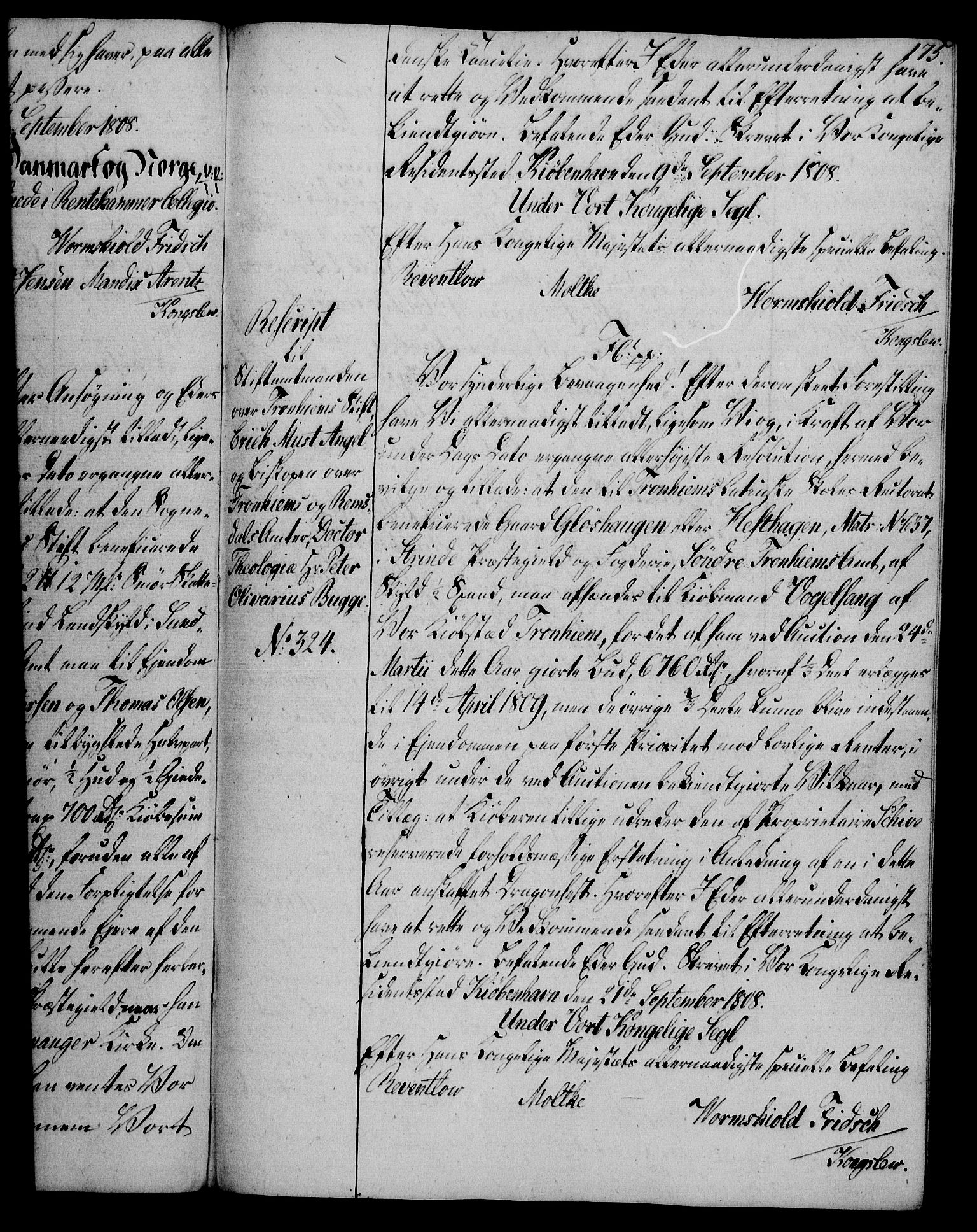 Rentekammeret, Kammerkanselliet, AV/RA-EA-3111/G/Gg/Gga/L0019: Norsk ekspedisjonsprotokoll med register (merket RK 53.19), 1807-1810, s. 175