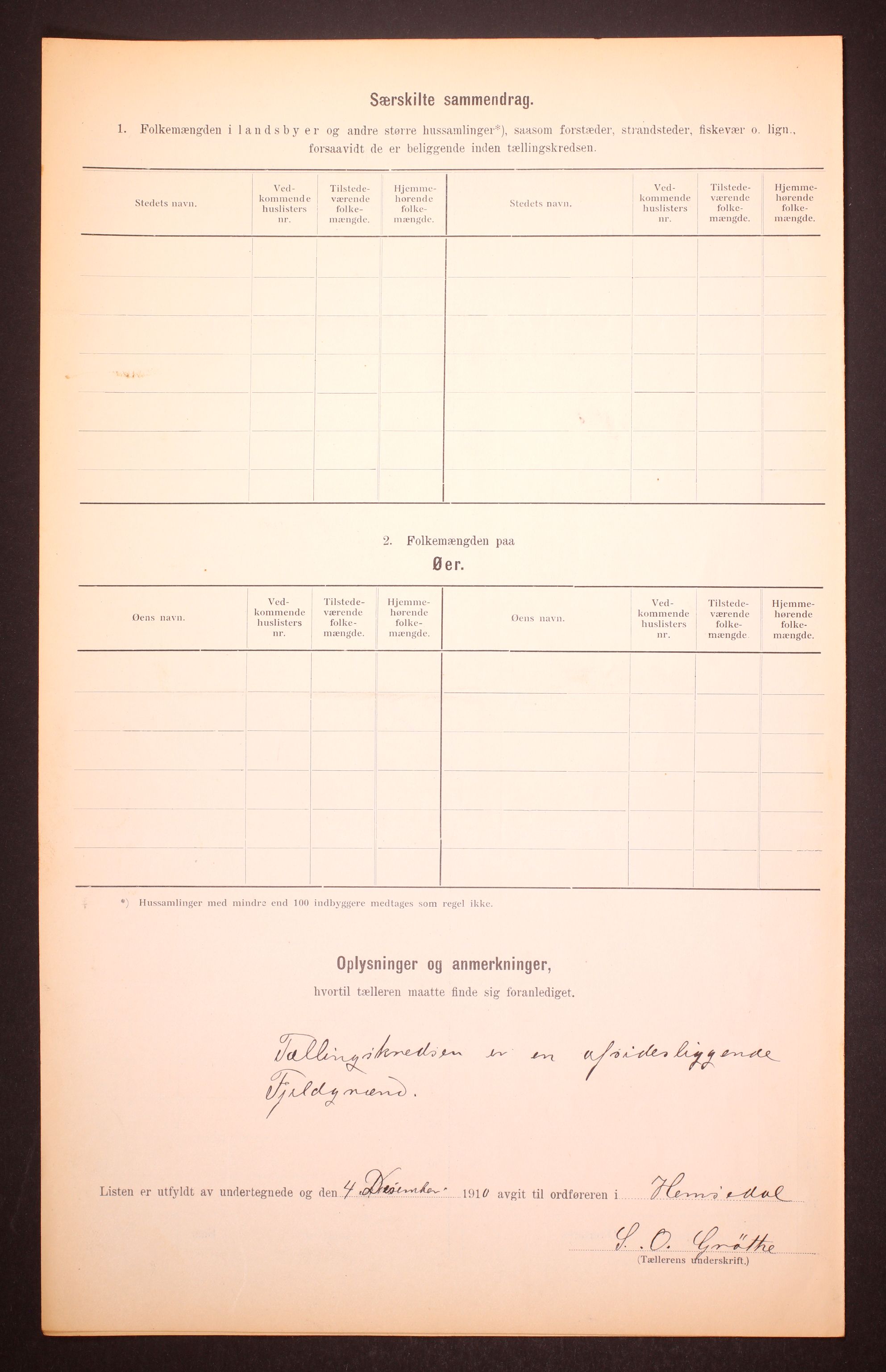 RA, Folketelling 1910 for 0618 Hemsedal herred, 1910, s. 6