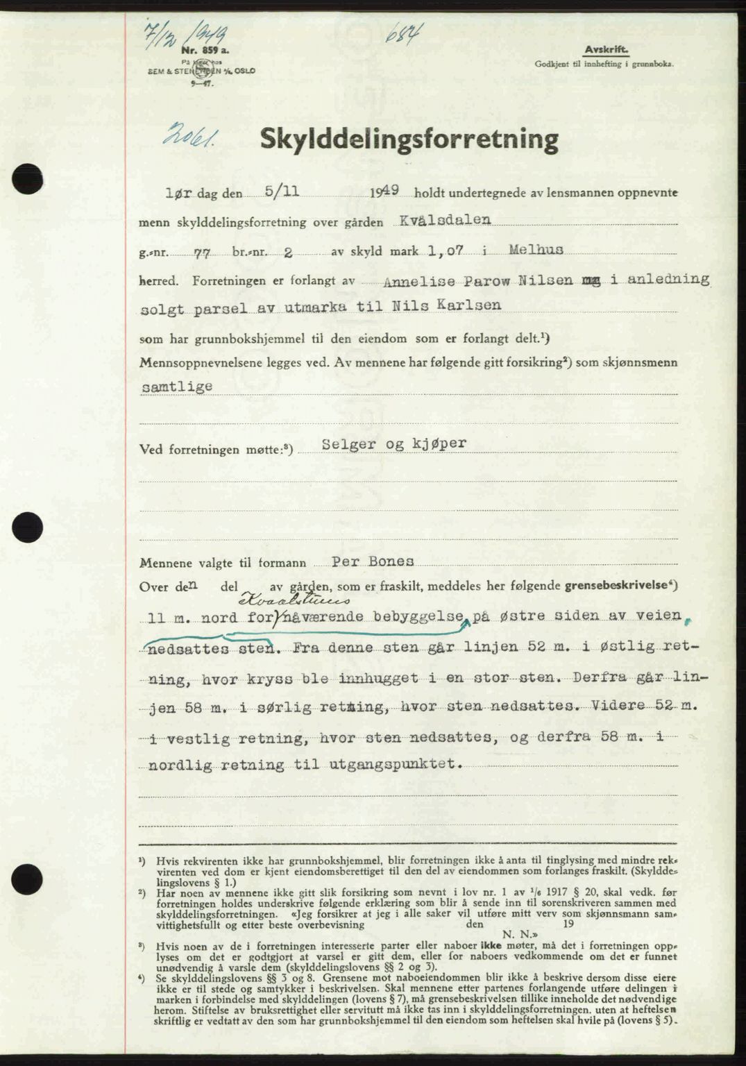 Gauldal sorenskriveri, SAT/A-0014/1/2/2C: Pantebok nr. A9, 1949-1950, Dagboknr: 2061/1949