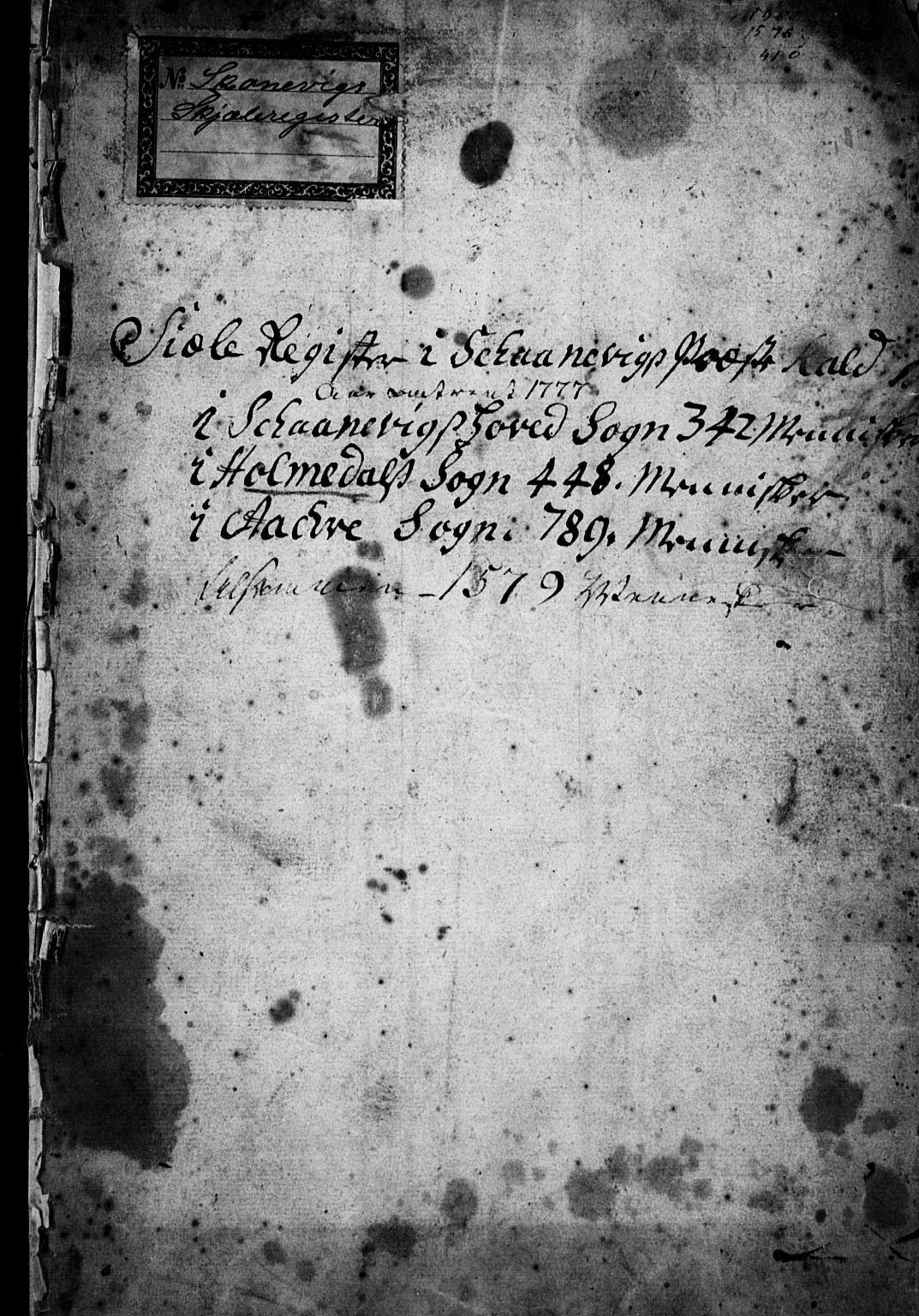 Bjørgvin biskop, SAB/A-5601/Hc/L0001: Manntalslister frå Søndre Bergenhus amt, 1777