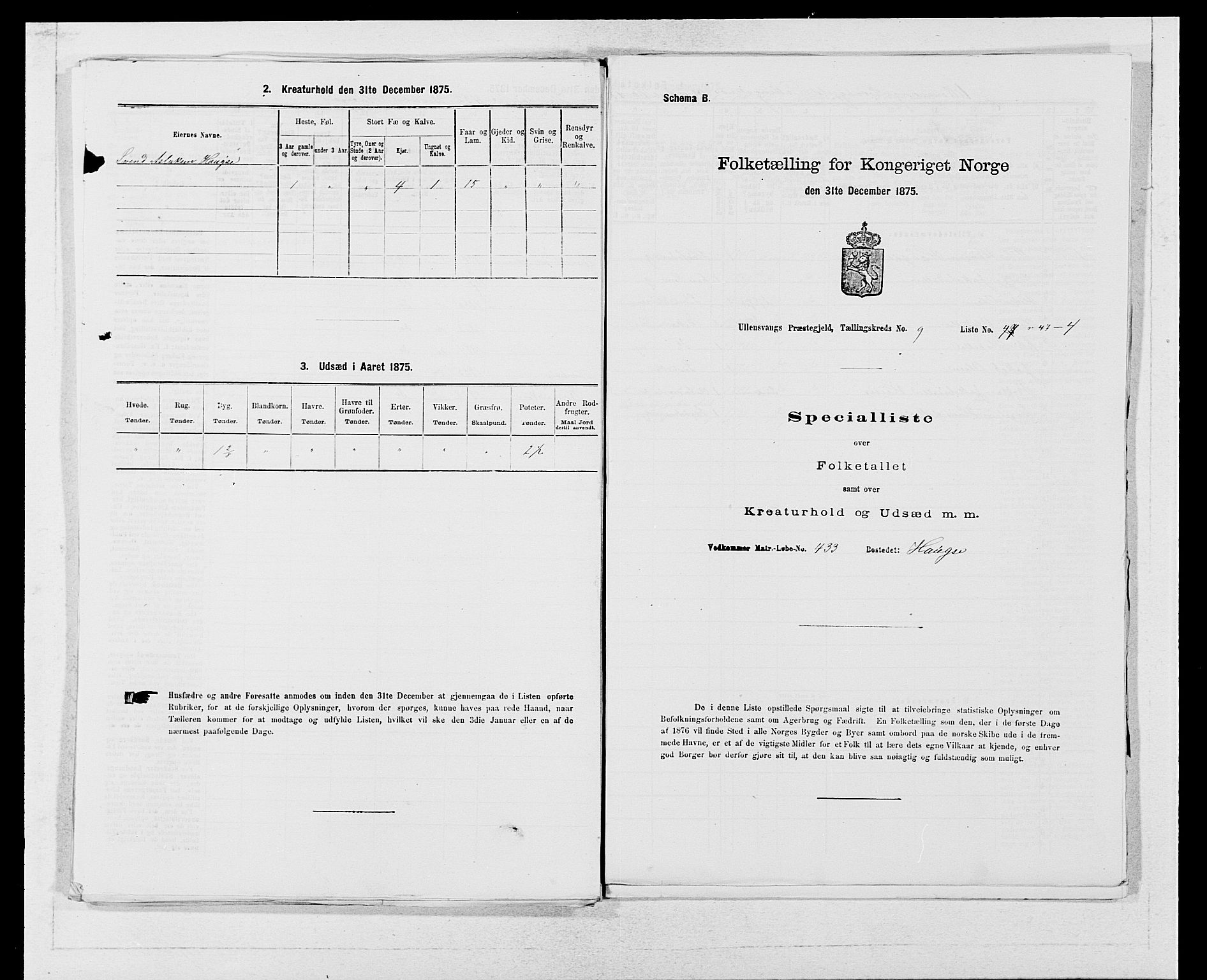 SAB, Folketelling 1875 for 1230P Ullensvang prestegjeld, 1875, s. 941