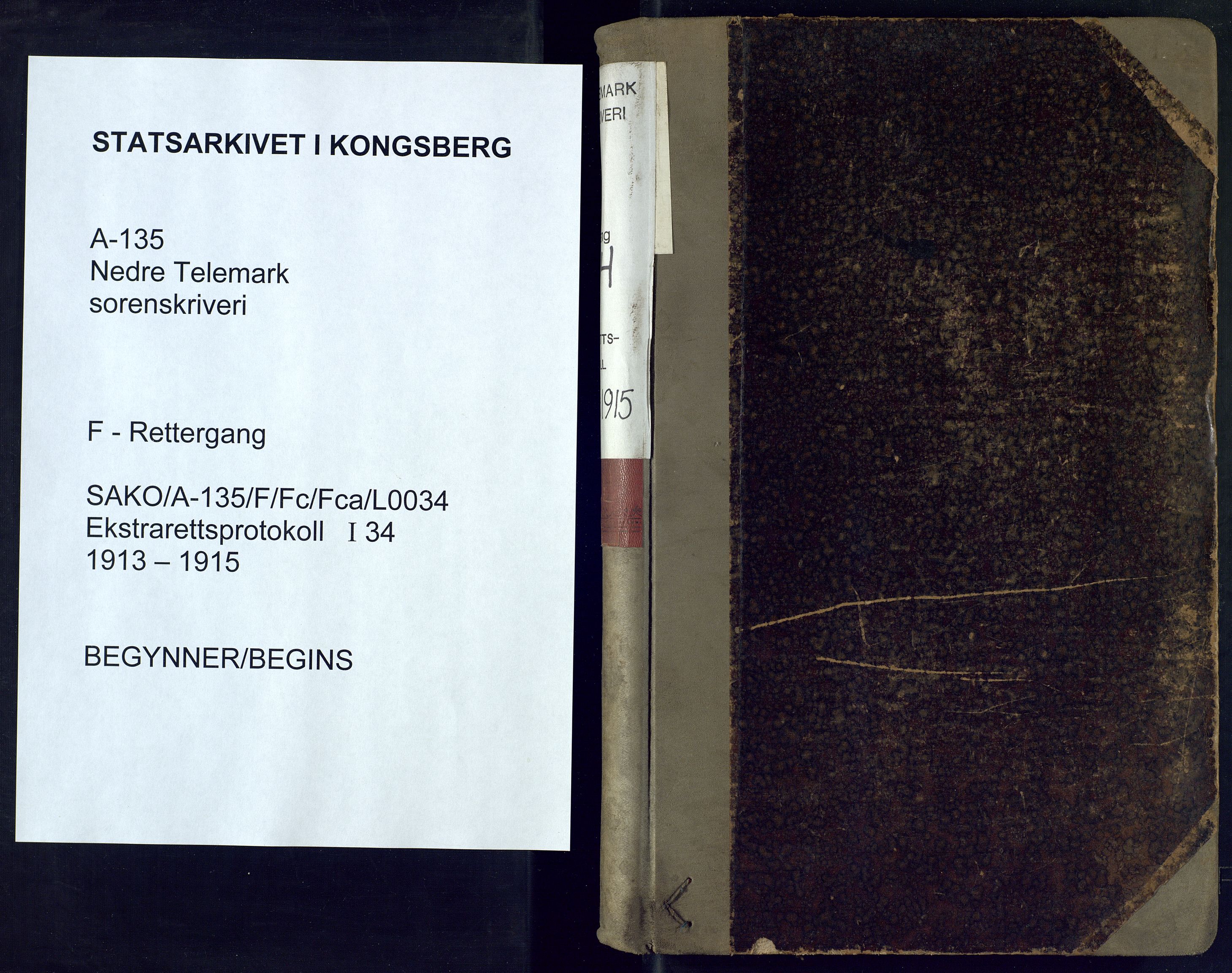 Nedre Telemark sorenskriveri, SAKO/A-135/F/Fc/Fca/L0034: Ekstrarettsprotokoll, 1913-1915