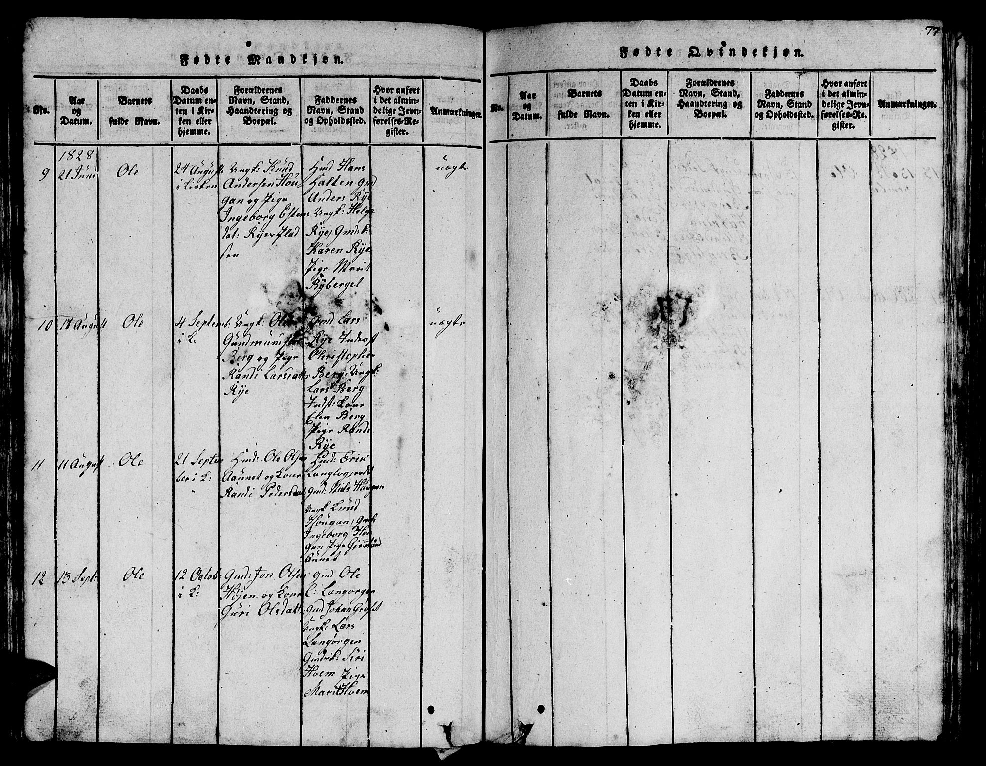 Ministerialprotokoller, klokkerbøker og fødselsregistre - Sør-Trøndelag, SAT/A-1456/612/L0385: Klokkerbok nr. 612C01, 1816-1845, s. 77