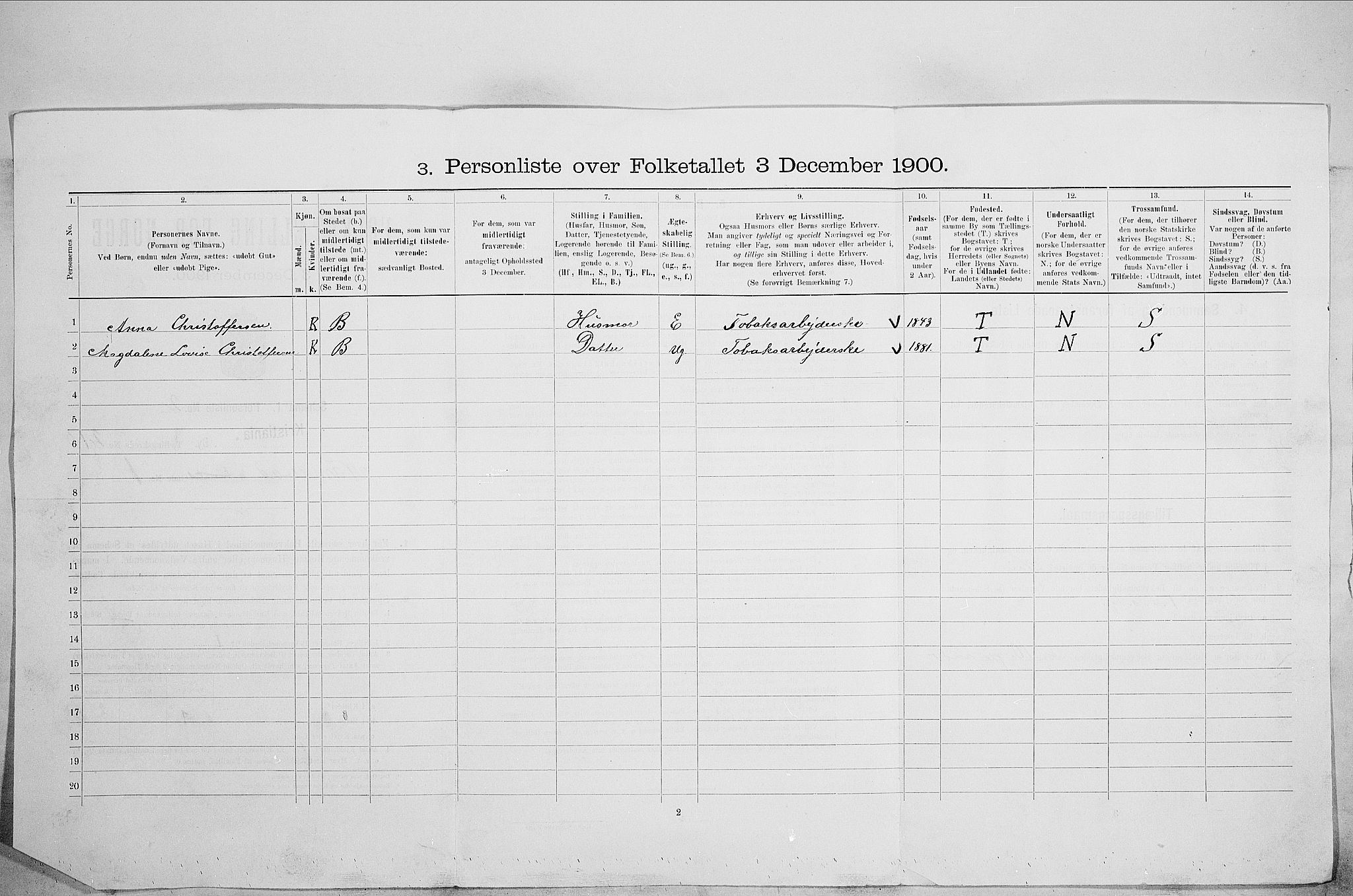 SAO, Folketelling 1900 for 0301 Kristiania kjøpstad, 1900, s. 62460