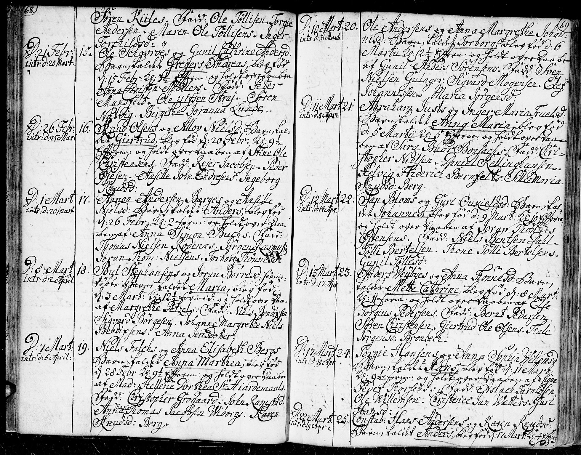 Kristiansand domprosti, AV/SAK-1112-0006/F/Fa/L0002: Ministerialbok nr. A 2, 1755-1778, s. 68-69