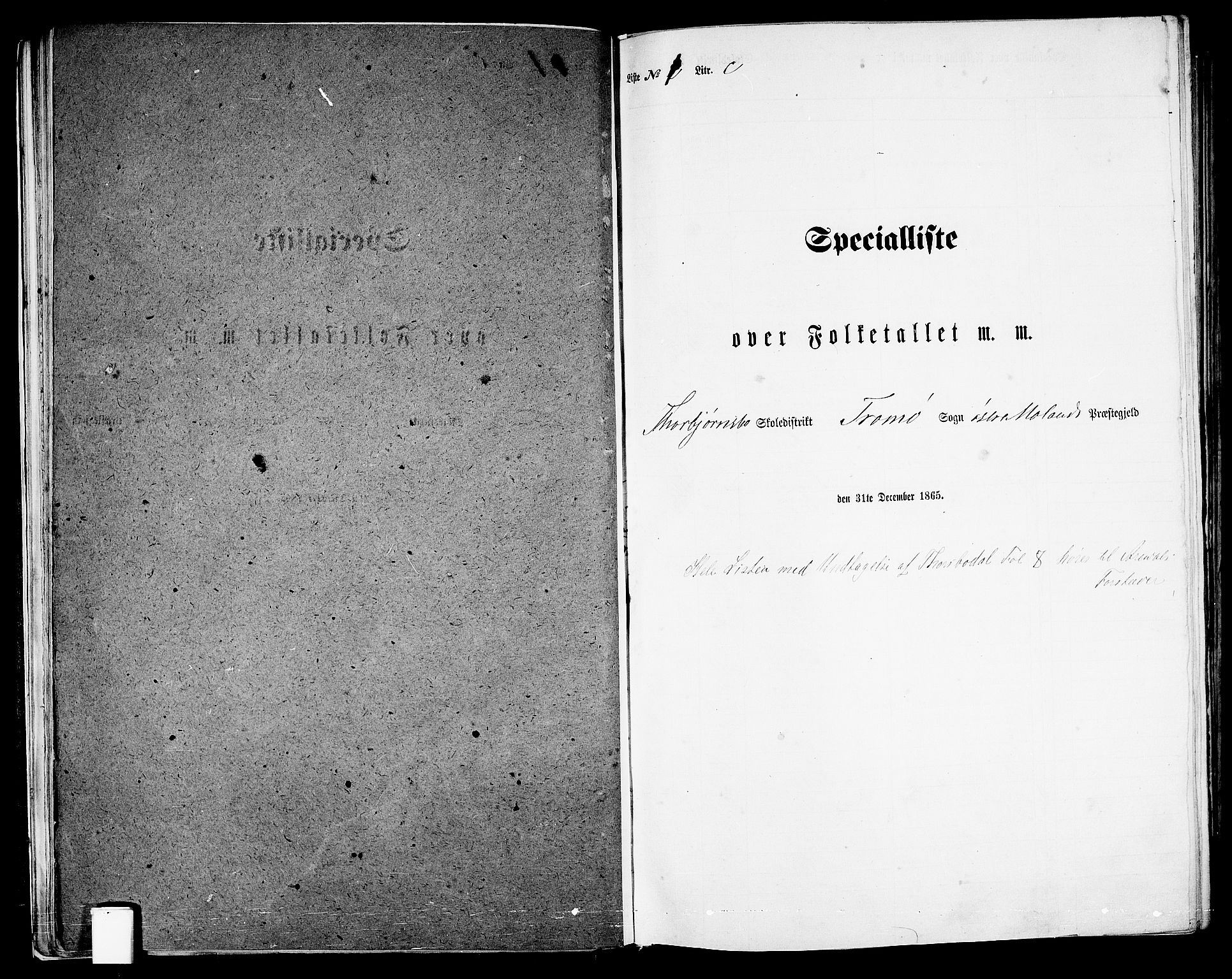 RA, Folketelling 1865 for 0918P Austre Moland prestegjeld, 1865, s. 44