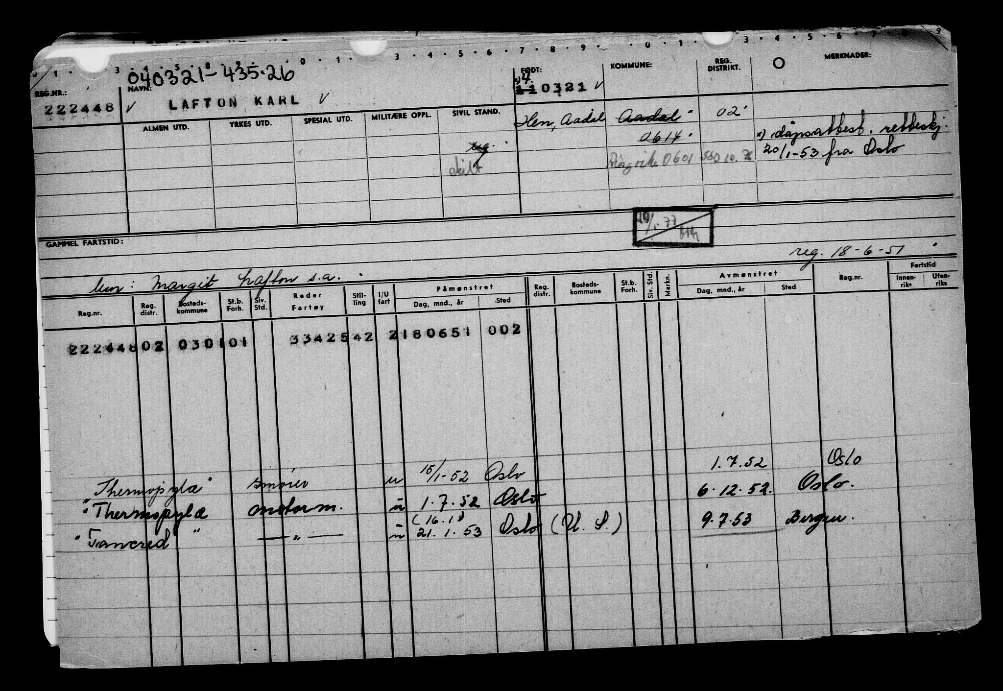 Direktoratet for sjømenn, AV/RA-S-3545/G/Gb/L0191: Hovedkort, 1921, s. 100