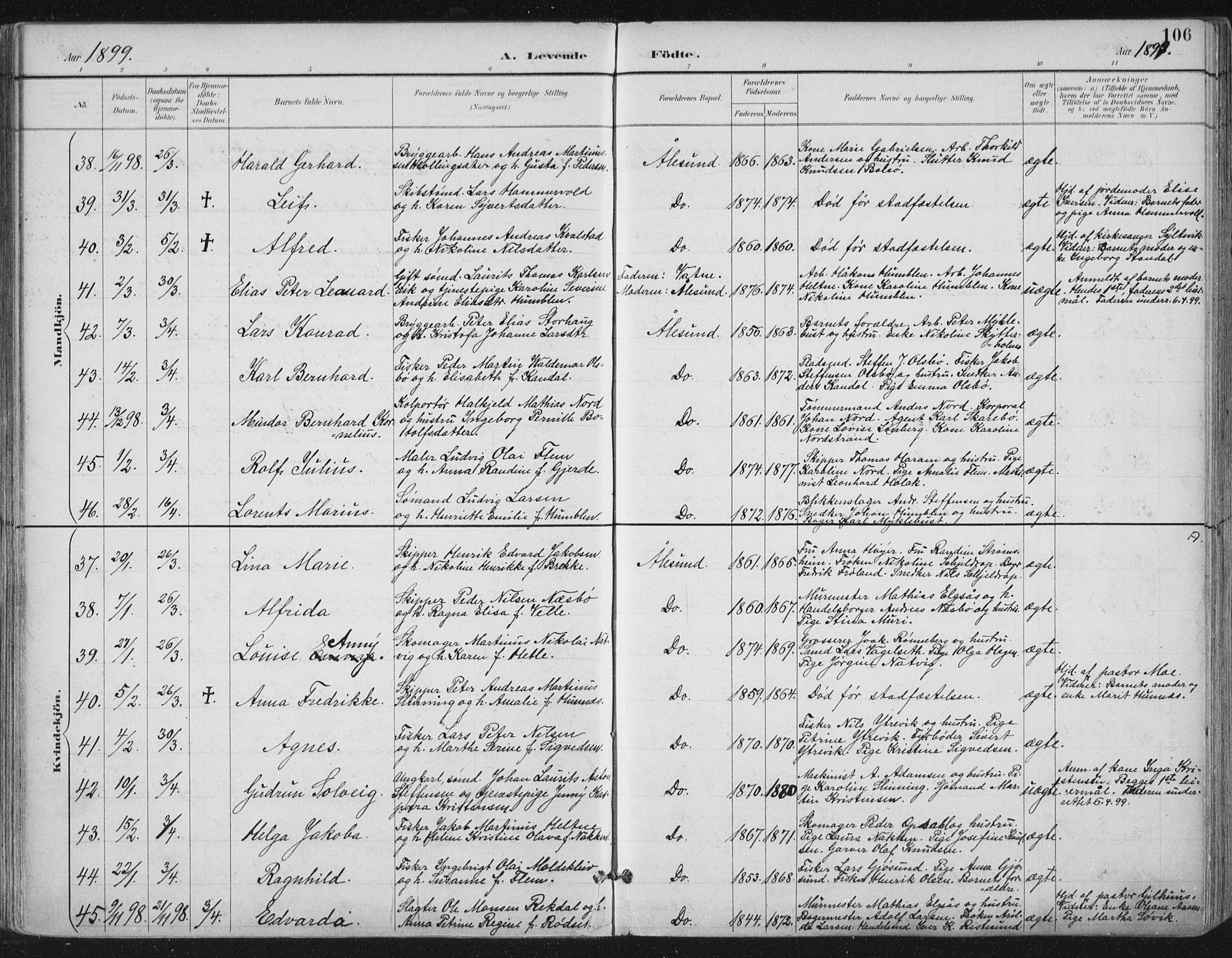 Ministerialprotokoller, klokkerbøker og fødselsregistre - Møre og Romsdal, AV/SAT-A-1454/529/L0456: Ministerialbok nr. 529A06, 1894-1906, s. 106