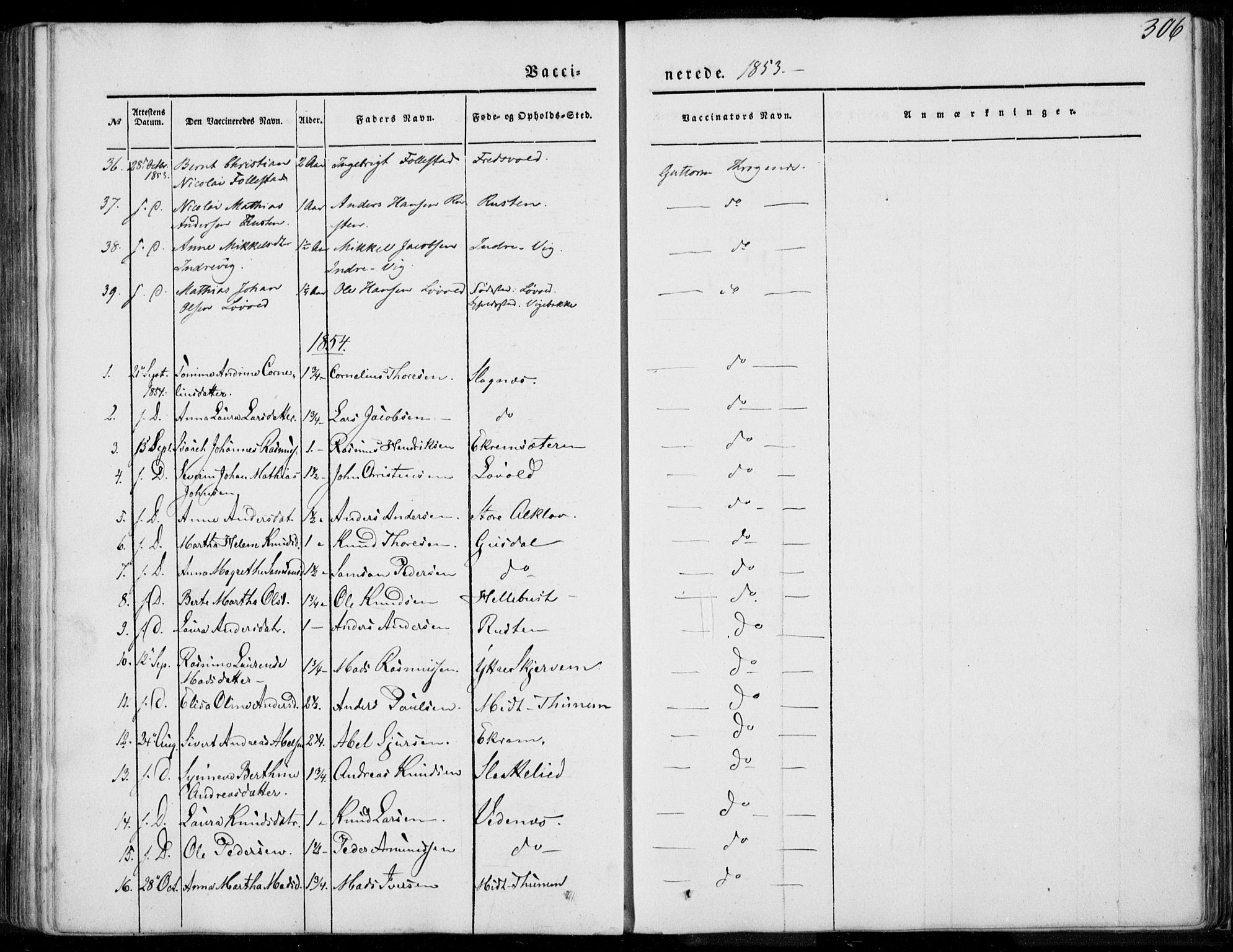 Ministerialprotokoller, klokkerbøker og fødselsregistre - Møre og Romsdal, AV/SAT-A-1454/501/L0006: Ministerialbok nr. 501A06, 1844-1868, s. 306