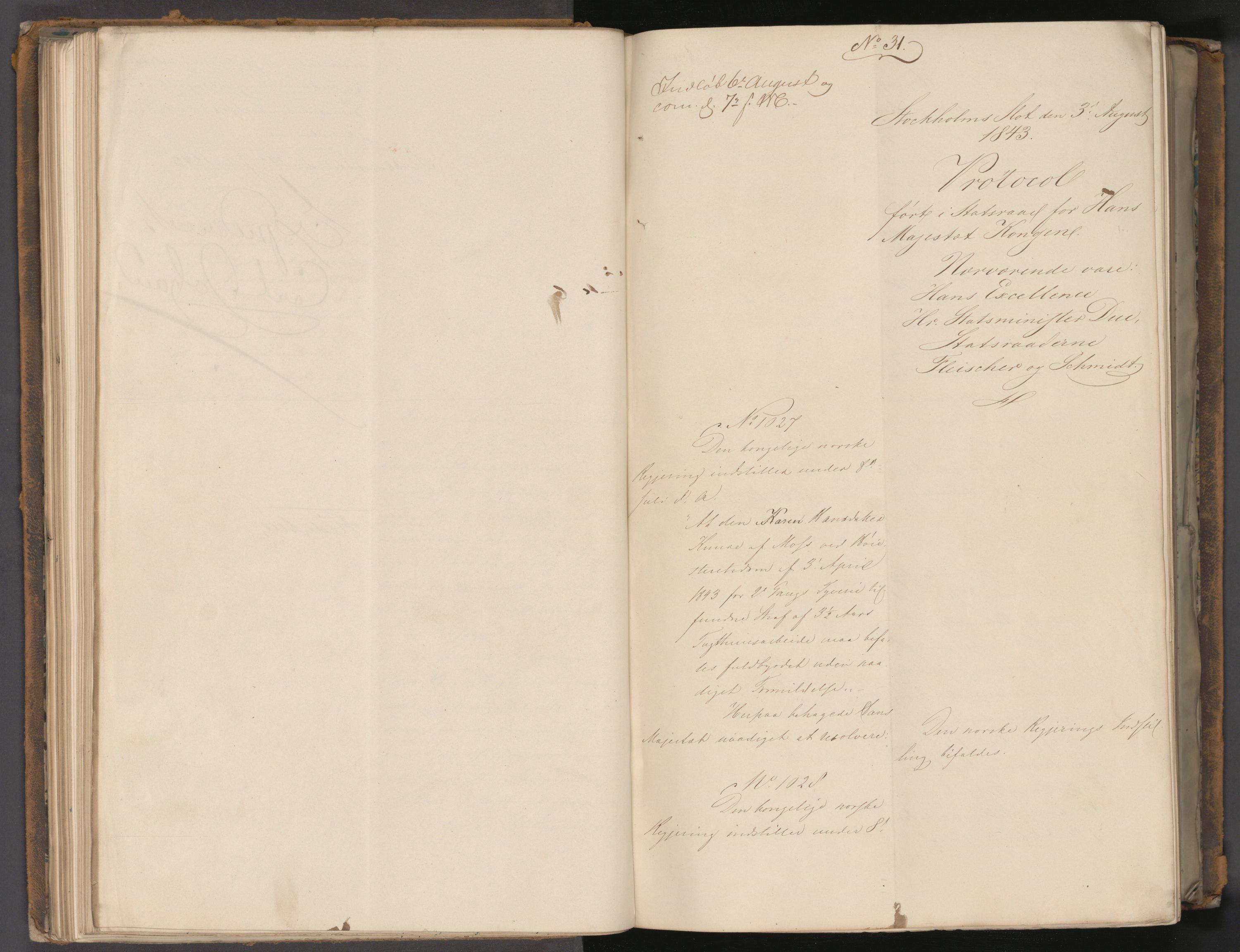 Statsrådssekretariatet, AV/RA-S-1001/A/Ab/L0058: Kgl. res. nr. 881-1783, 2. halvår, 1843