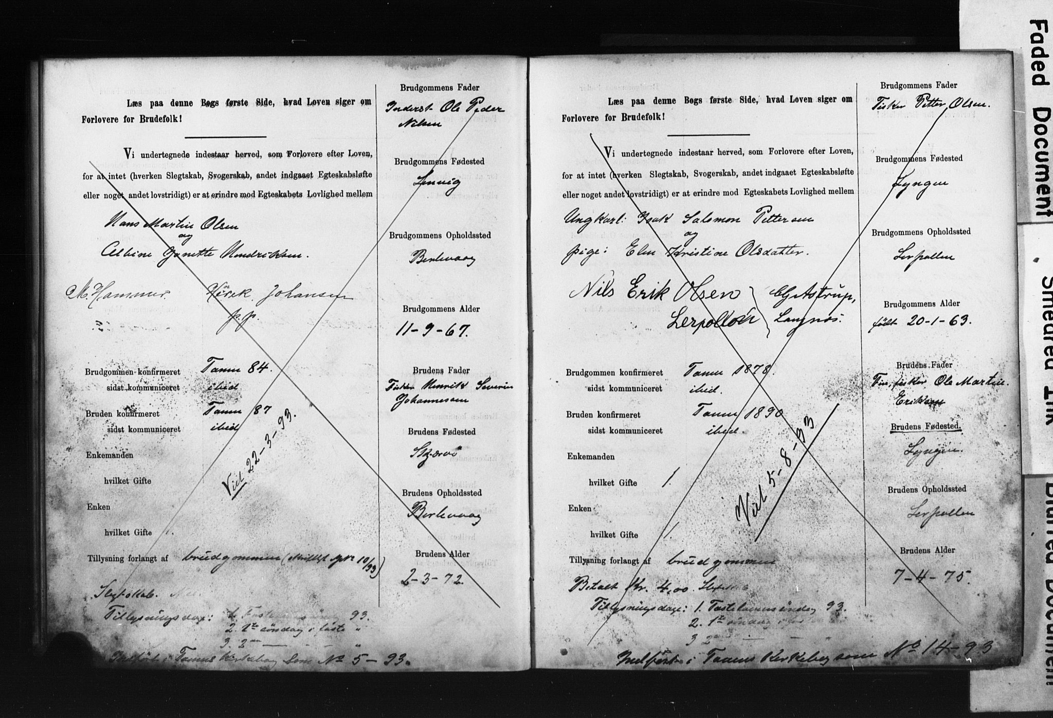 Tana sokneprestkontor, AV/SATØ-S-1334/I/Ib/L0037/0002: Lysningsprotokoll nr. 37.2, 1891-1903