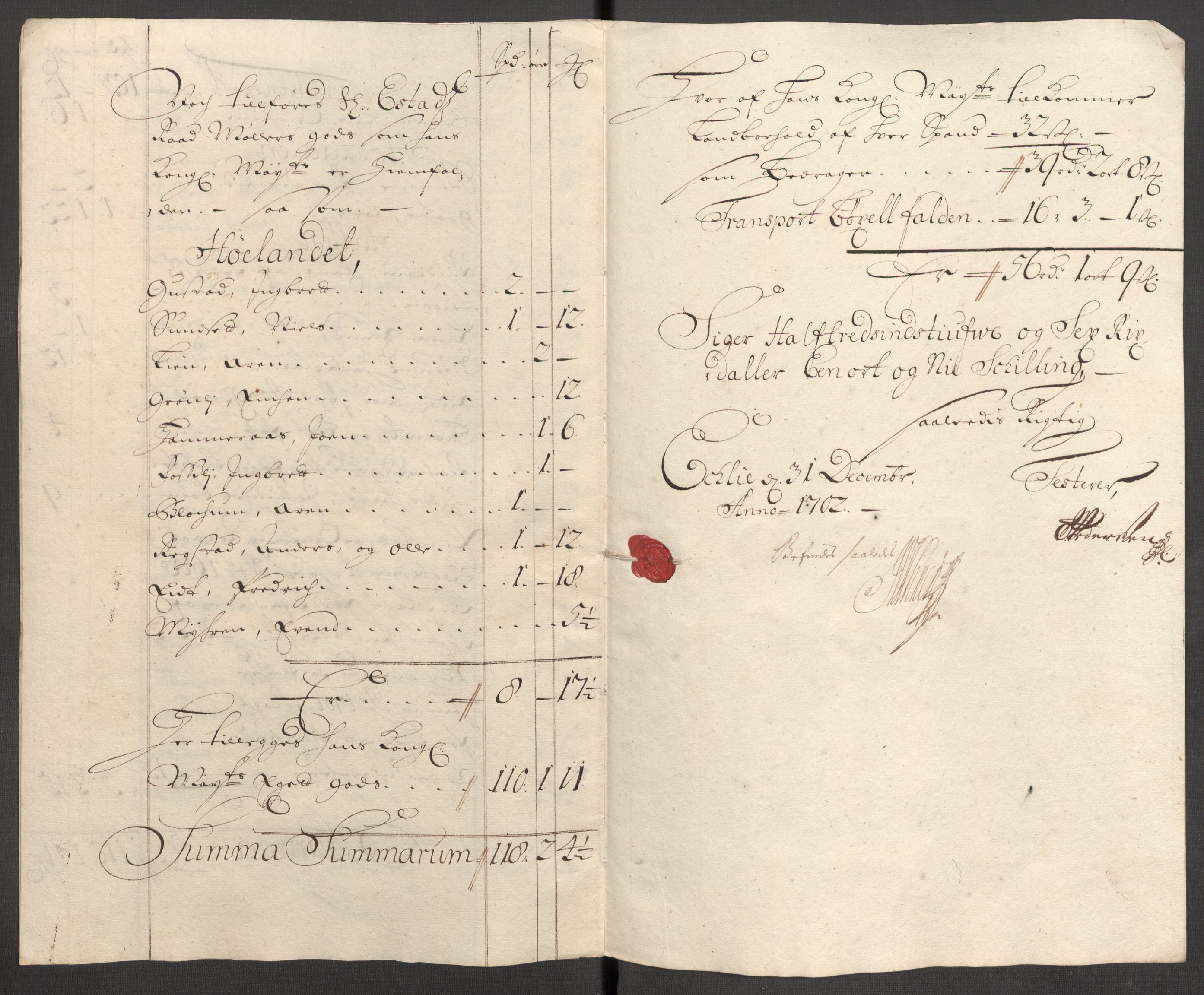 Rentekammeret inntil 1814, Reviderte regnskaper, Fogderegnskap, RA/EA-4092/R60/L3952: Fogderegnskap Orkdal og Gauldal, 1702, s. 309
