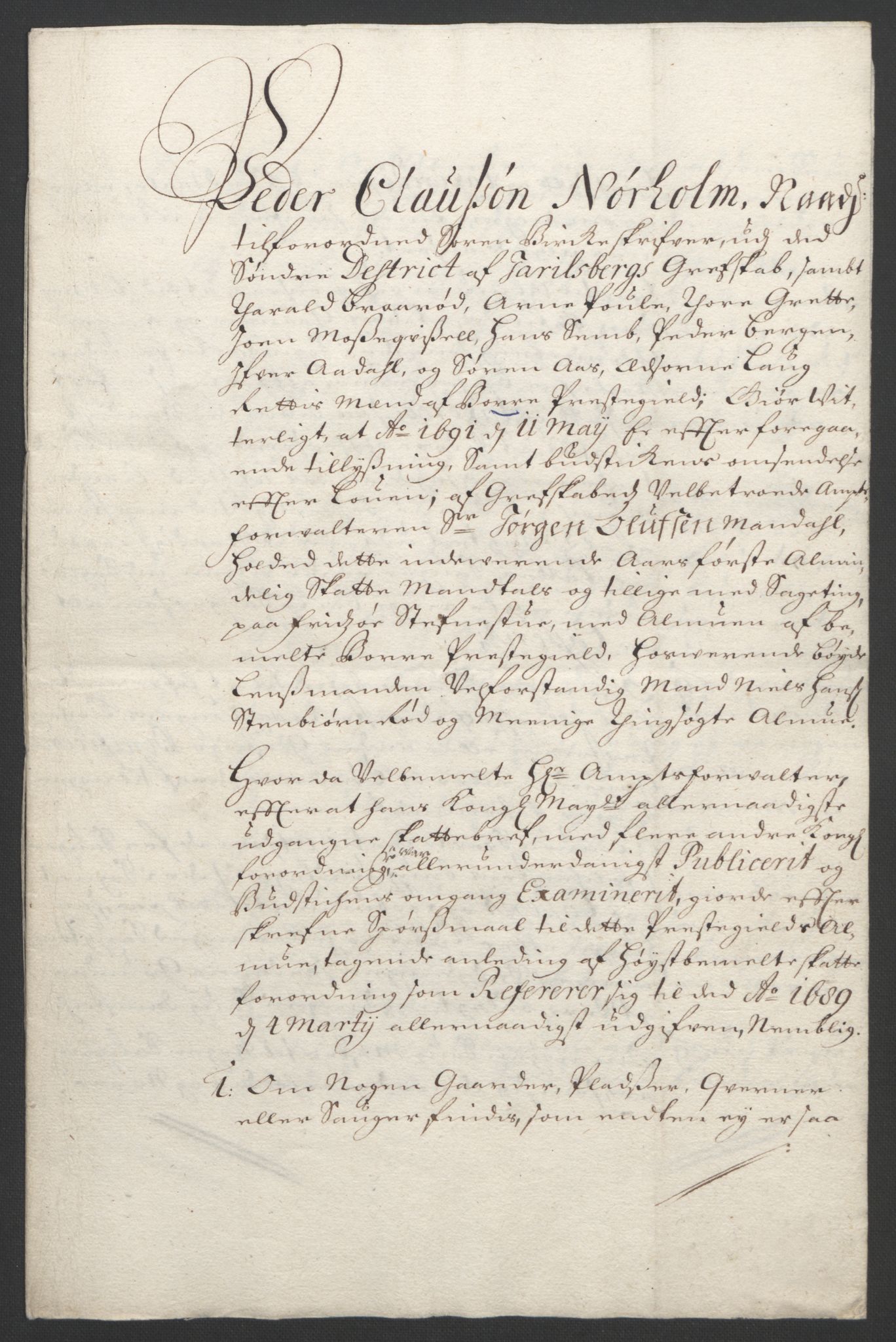 Rentekammeret inntil 1814, Reviderte regnskaper, Fogderegnskap, RA/EA-4092/R32/L1864: Fogderegnskap Jarlsberg grevskap, 1691, s. 416