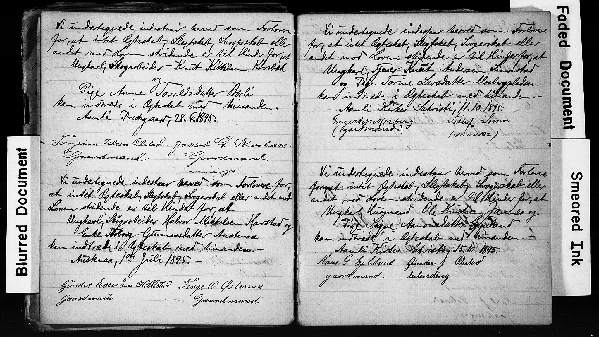 Åmli sokneprestkontor, AV/SAK-1111-0050/F/Fe/L0003: Forlovererklæringer nr. A VI 20, 1885-1905