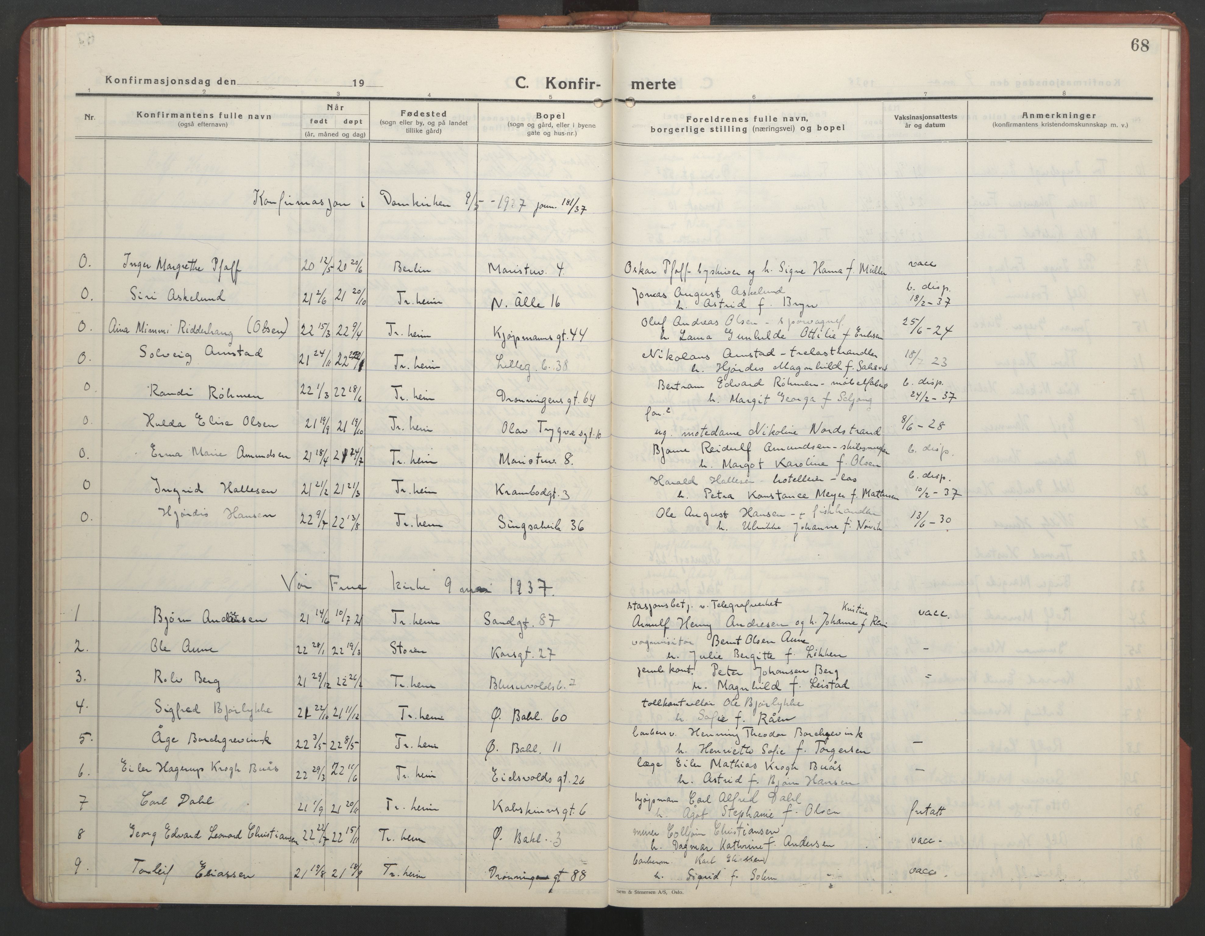 Ministerialprotokoller, klokkerbøker og fødselsregistre - Sør-Trøndelag, SAT/A-1456/602/L0151: Klokkerbok nr. 602C19, 1925-1951, s. 68