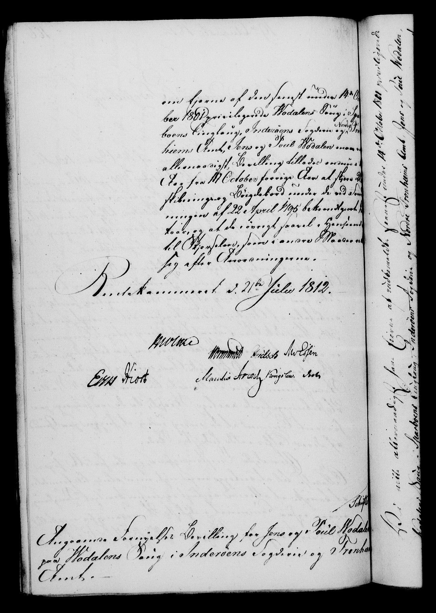 Rentekammeret, Kammerkanselliet, RA/EA-3111/G/Gf/Gfa/L0094: Norsk relasjons- og resolusjonsprotokoll (merket RK 52.94), 1812, s. 418