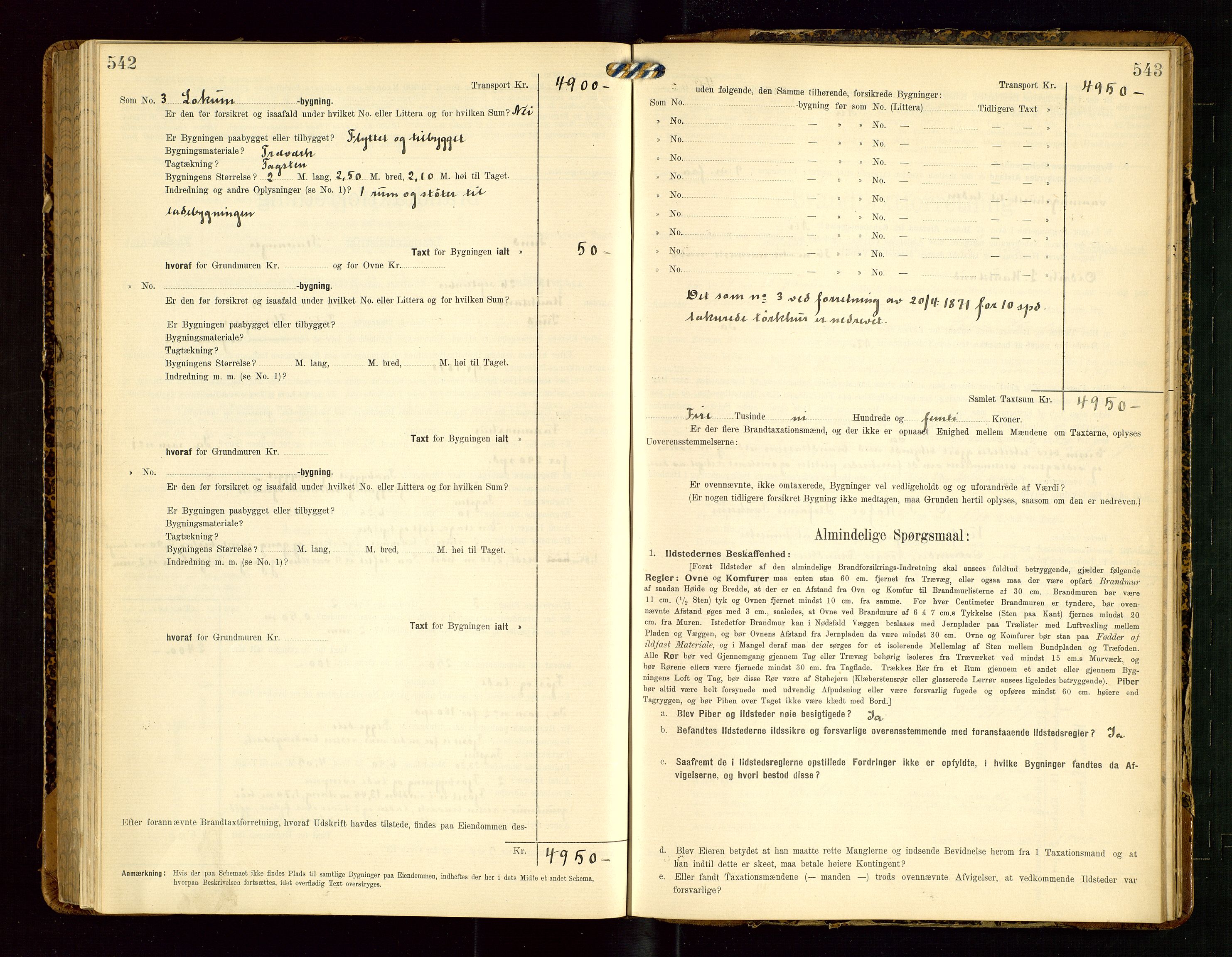 Lund lensmannskontor, AV/SAST-A-100303/Gob/L0002: "Brandtakstprotokol", 1908-1918, s. 542-543