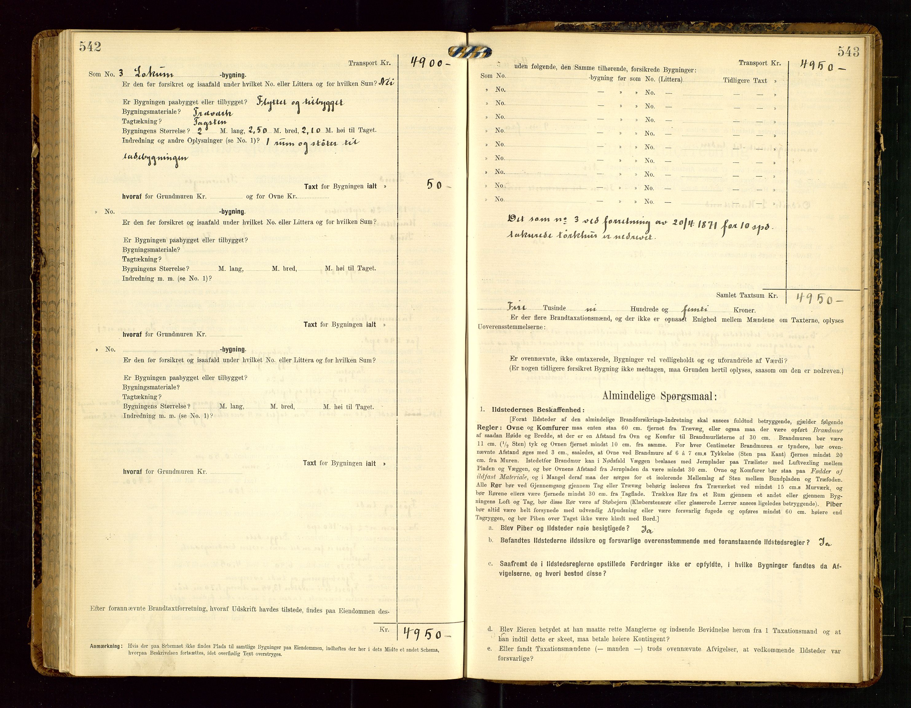 Lund lensmannskontor, SAST/A-100303/Gob/L0002: "Brandtakstprotokol", 1908-1918, s. 542-543