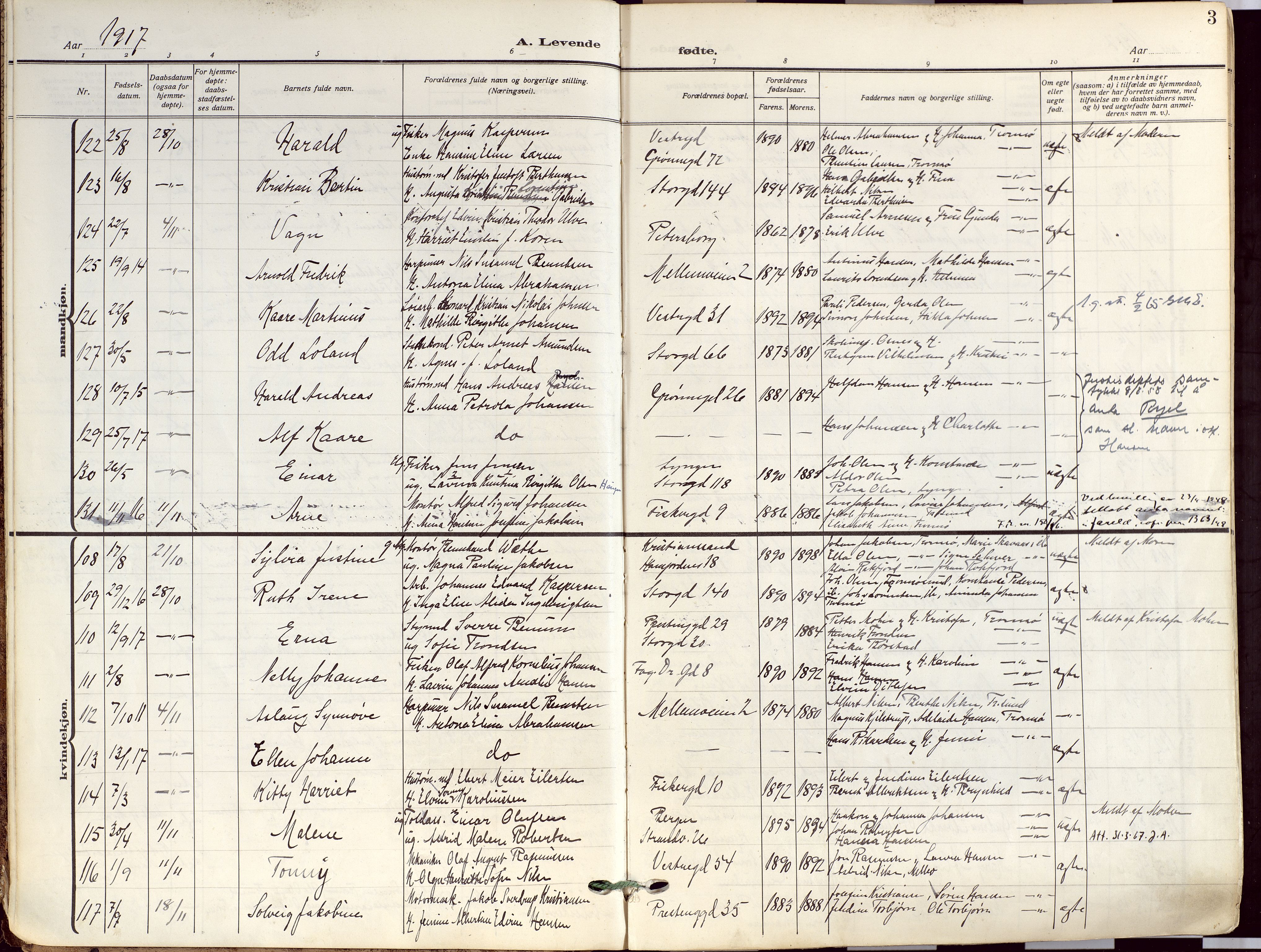 Tromsø sokneprestkontor/stiftsprosti/domprosti, AV/SATØ-S-1343/G/Ga/L0019kirke: Ministerialbok nr. 19, 1917-1927, s. 3