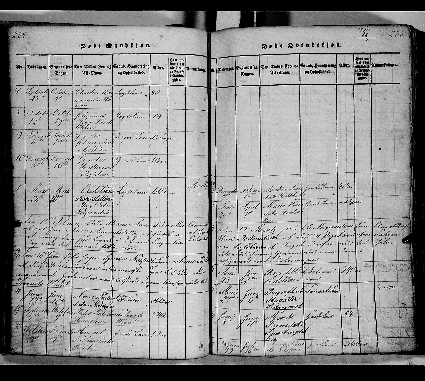 Gausdal prestekontor, AV/SAH-PREST-090/H/Ha/Hab/L0002: Klokkerbok nr. 2, 1818-1874, s. 234-235