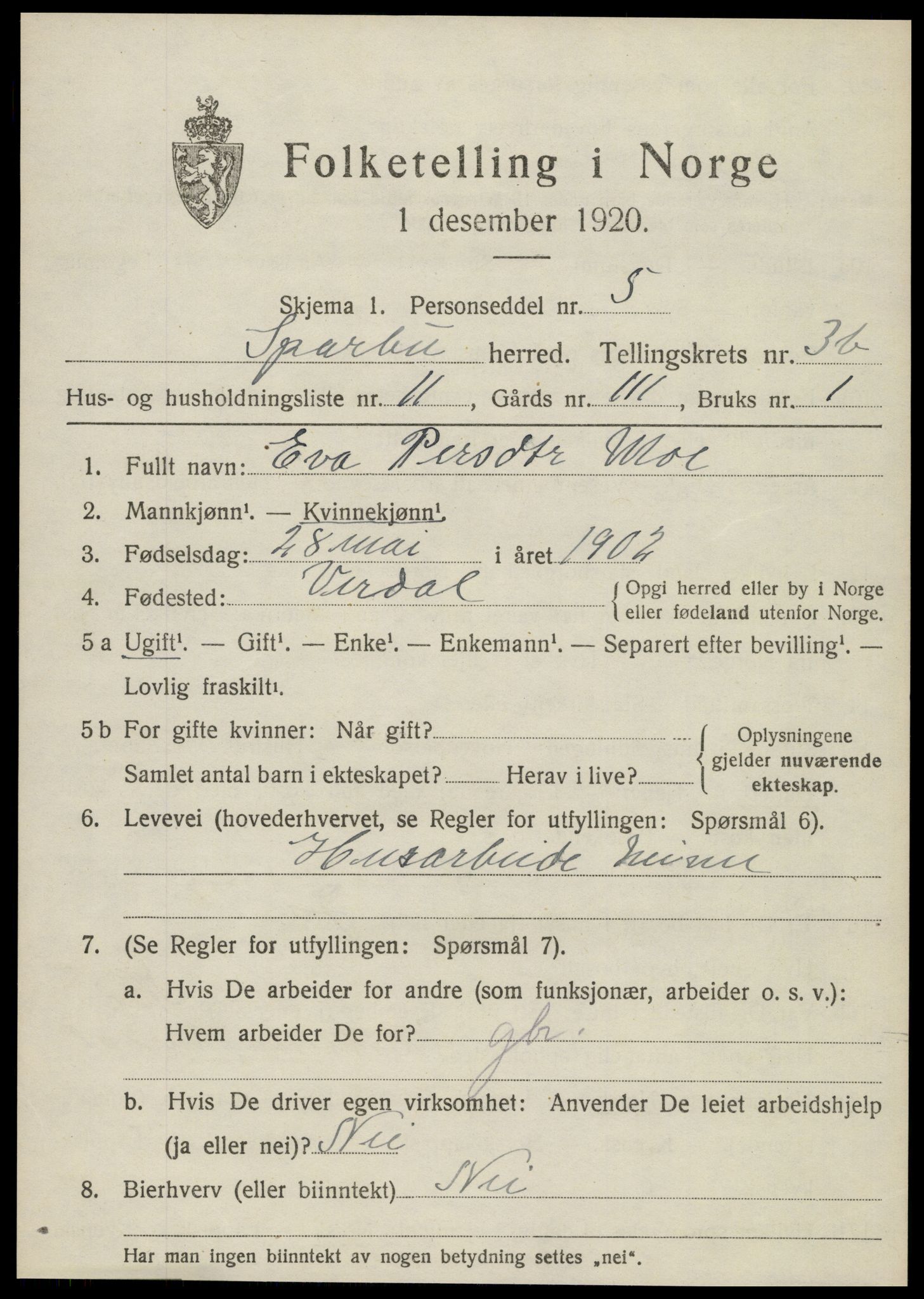 SAT, Folketelling 1920 for 1731 Sparbu herred, 1920, s. 4939
