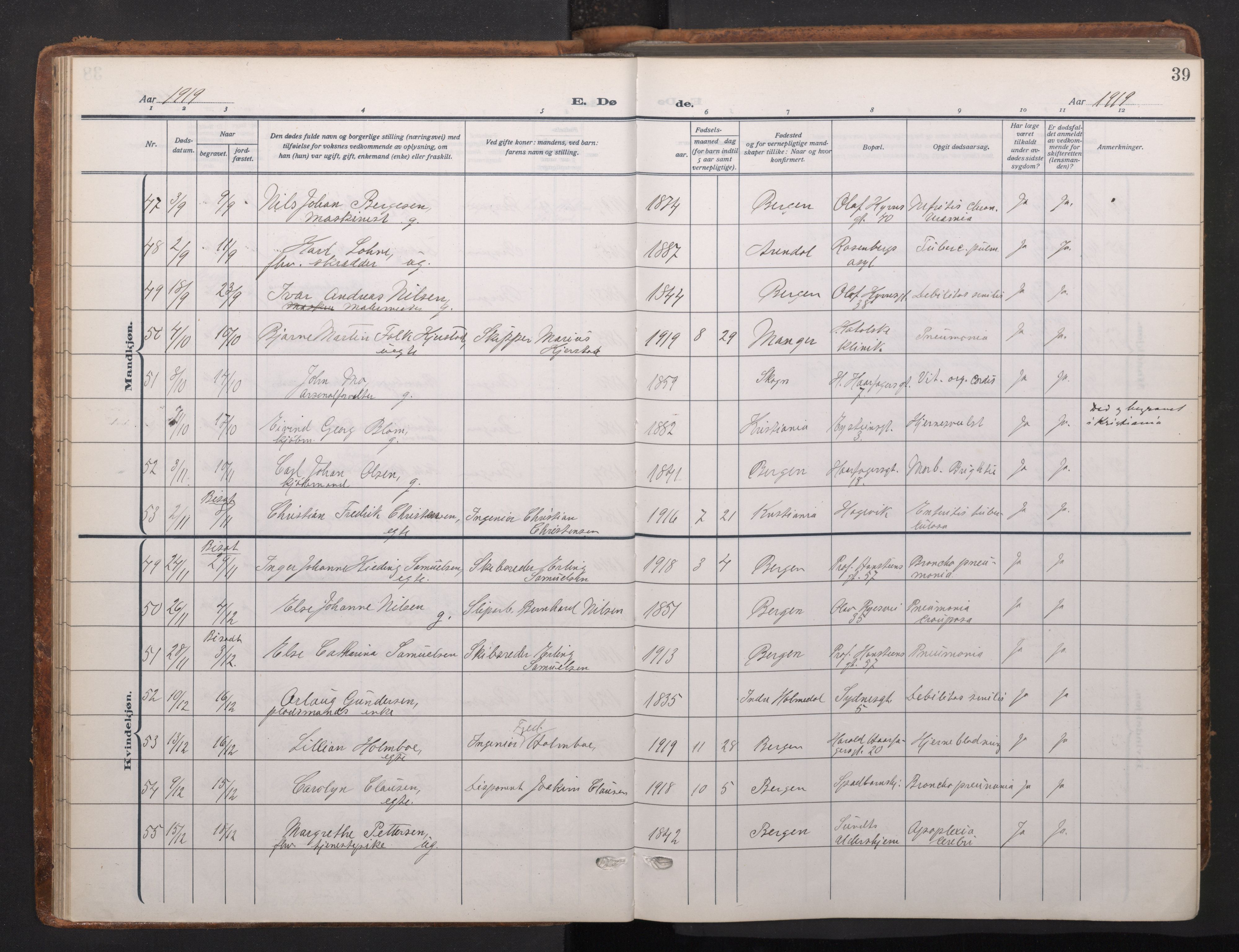 Johanneskirken sokneprestembete, AV/SAB-A-76001/H/Haa/L0020: Ministerialbok nr. E 2, 1916-1951, s. 39