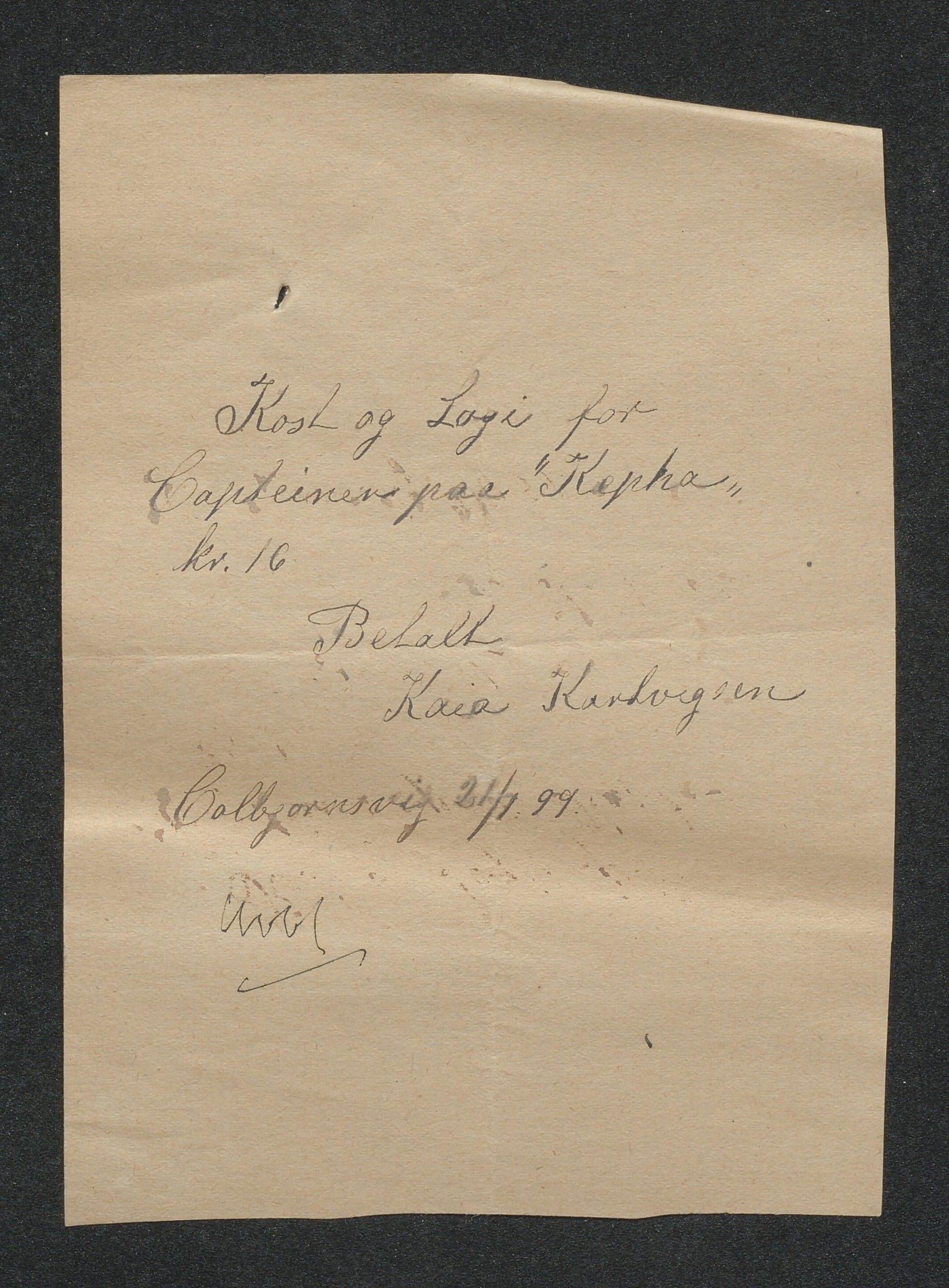 O. Terjesens rederi, AAKS/PA-2525/R/R02/L0002: Regnskapsbilag, 1899-1904