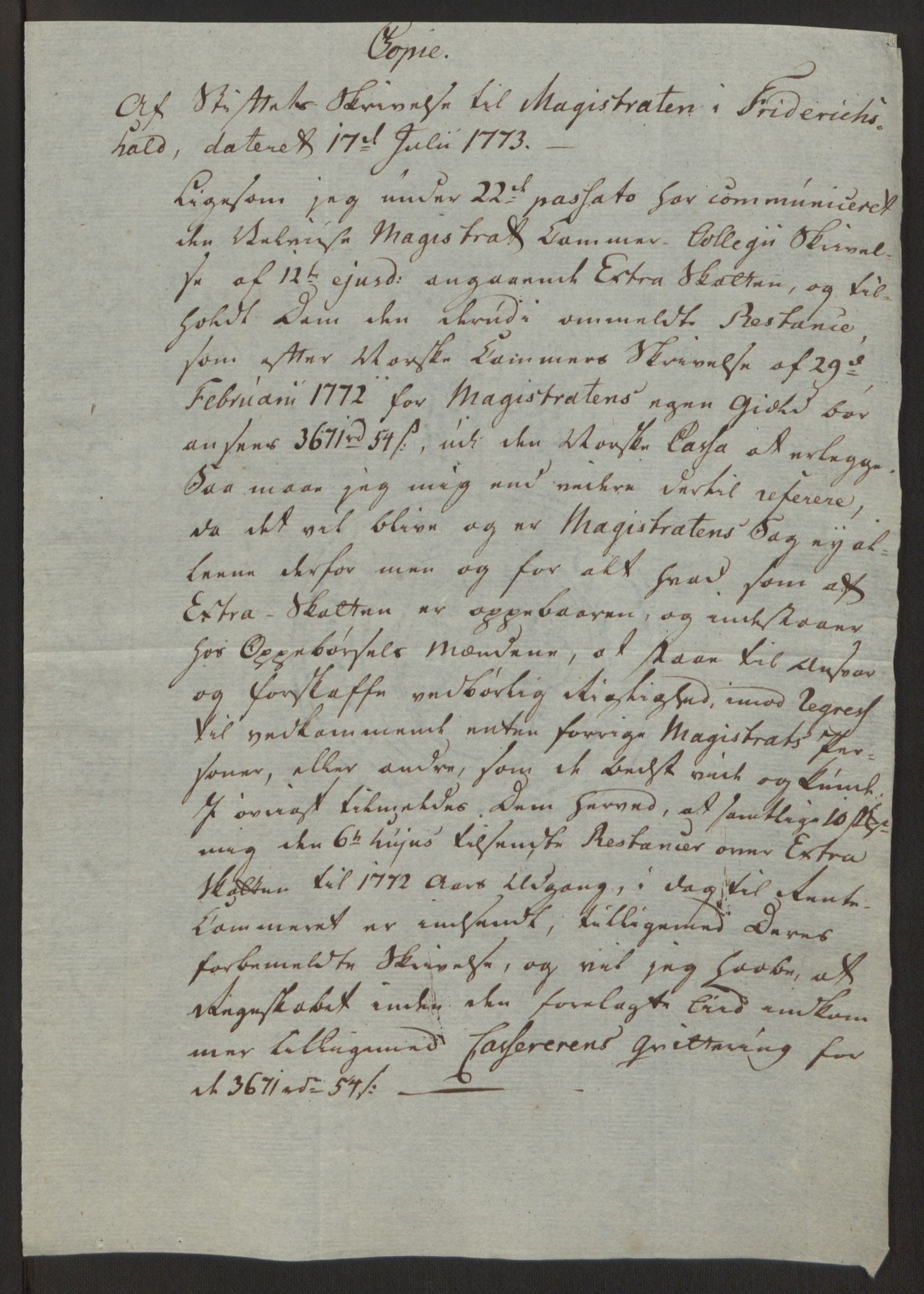 Rentekammeret inntil 1814, Reviderte regnskaper, Byregnskaper, AV/RA-EA-4066/R/Ra/L0006/0001: [A4] Kontribusjonsregnskap / Ekstraskatt, 1762-1772, s. 340