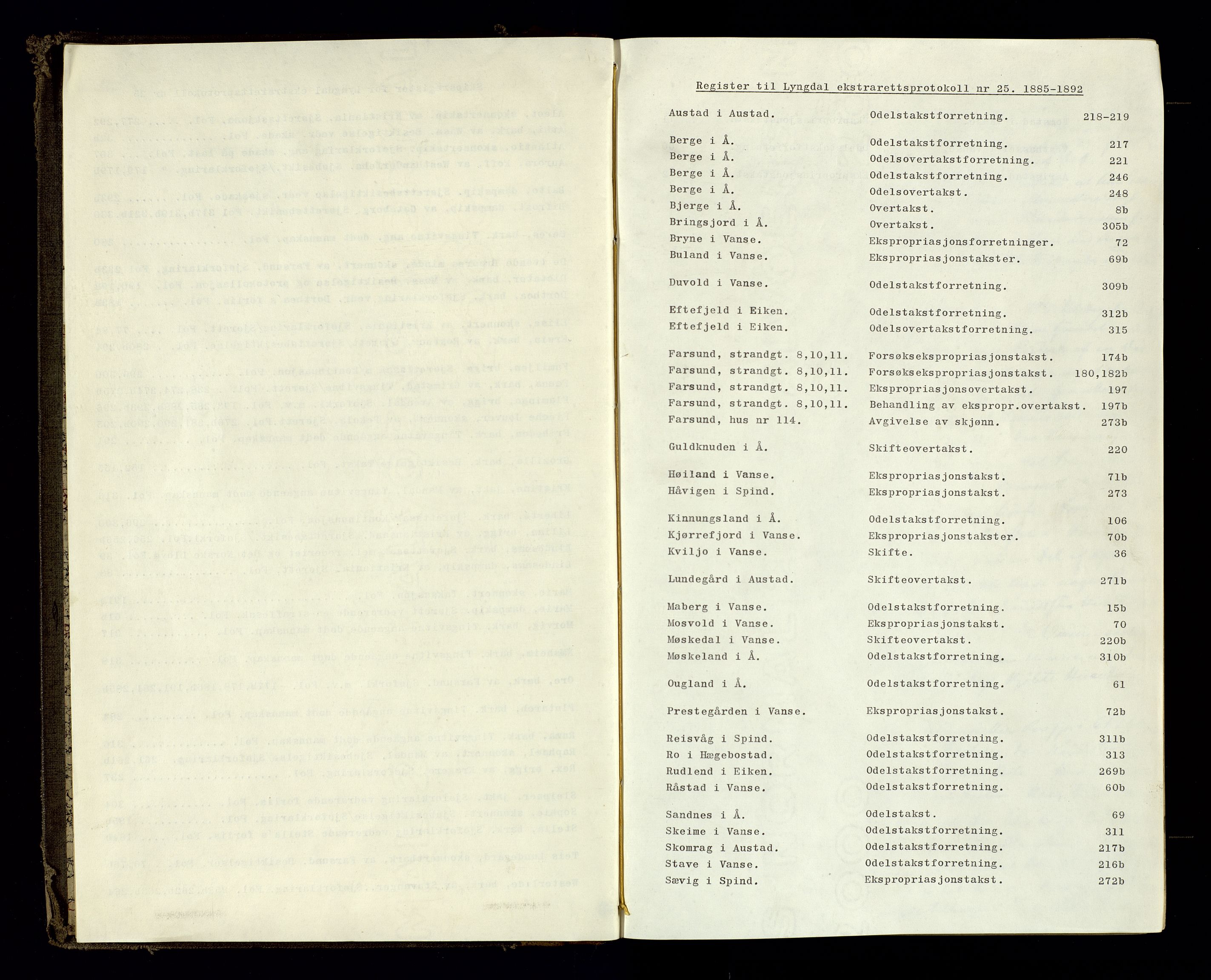 Lyngdal sorenskriveri, SAK/1221-0004/F/Fb/L0089: Ekstrarettsprotokoll nr. 25, 1885-1892