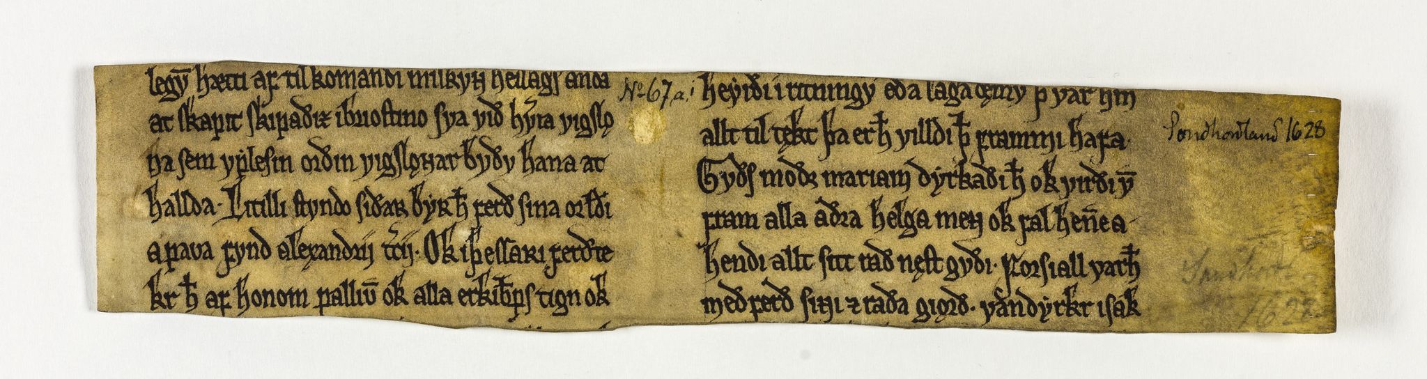 Riksarkivets diplomsamling, AV/RA-EA-5965/F26/L0006: Norrøne membranfragmenter bestand 67-87, 1100-1536, s. 1