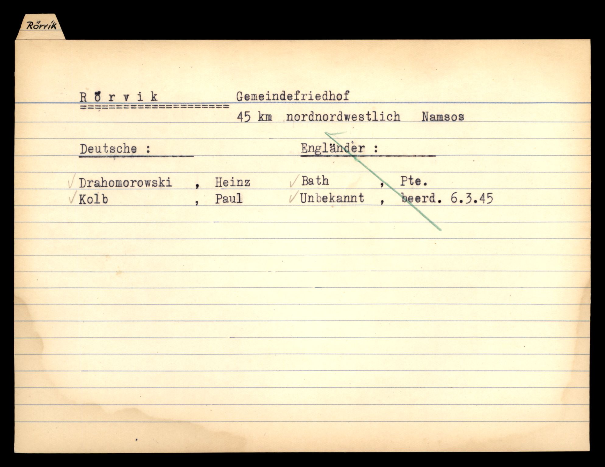 Distriktskontoret for krigsgraver, SAT/A-5030/E/L0005: Kasett/kartotek over falne Britiske og tyske solater, samt andre nasjoners krigsgraver, 1945, s. 1817