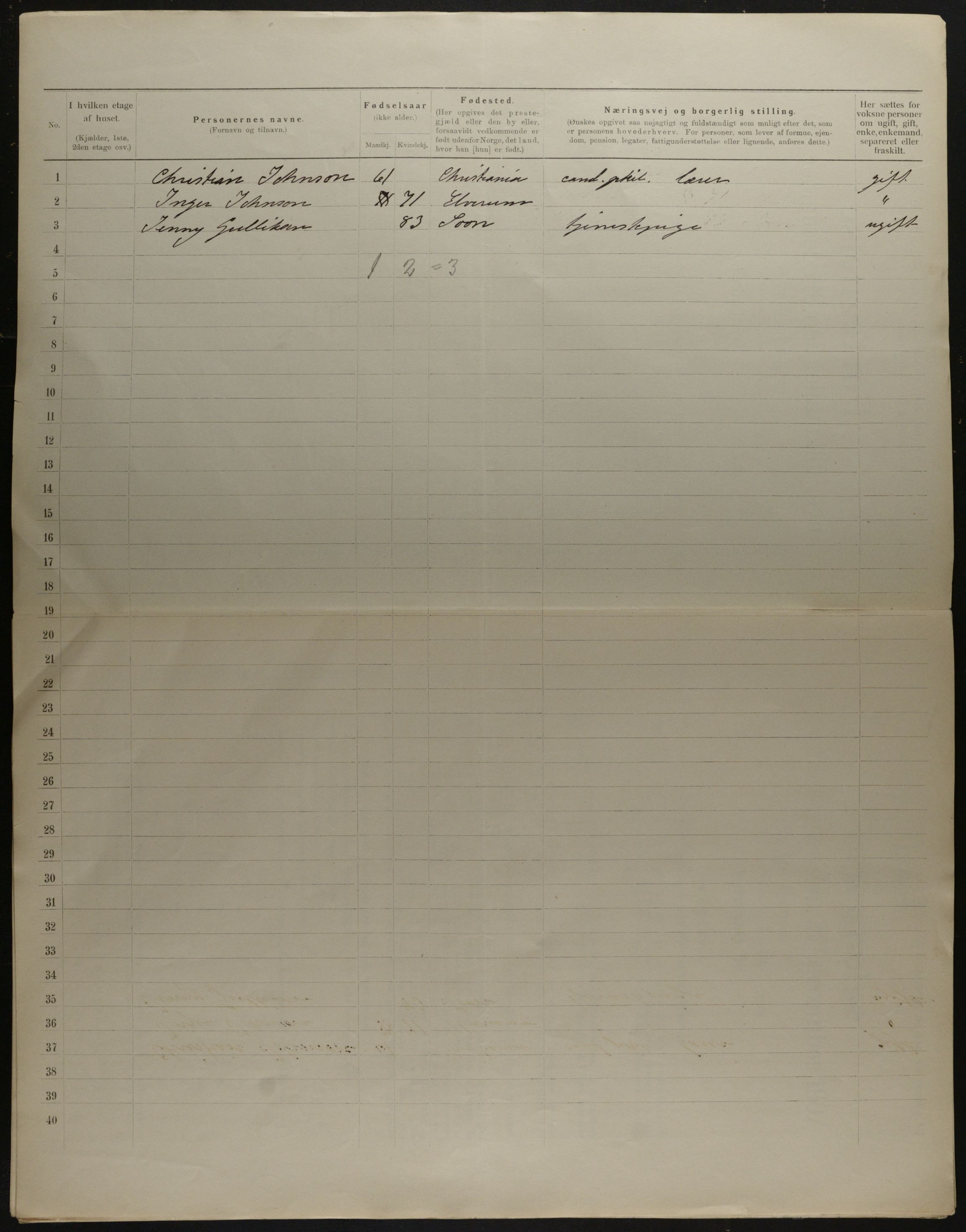 OBA, Kommunal folketelling 31.12.1901 for Kristiania kjøpstad, 1901, s. 17066