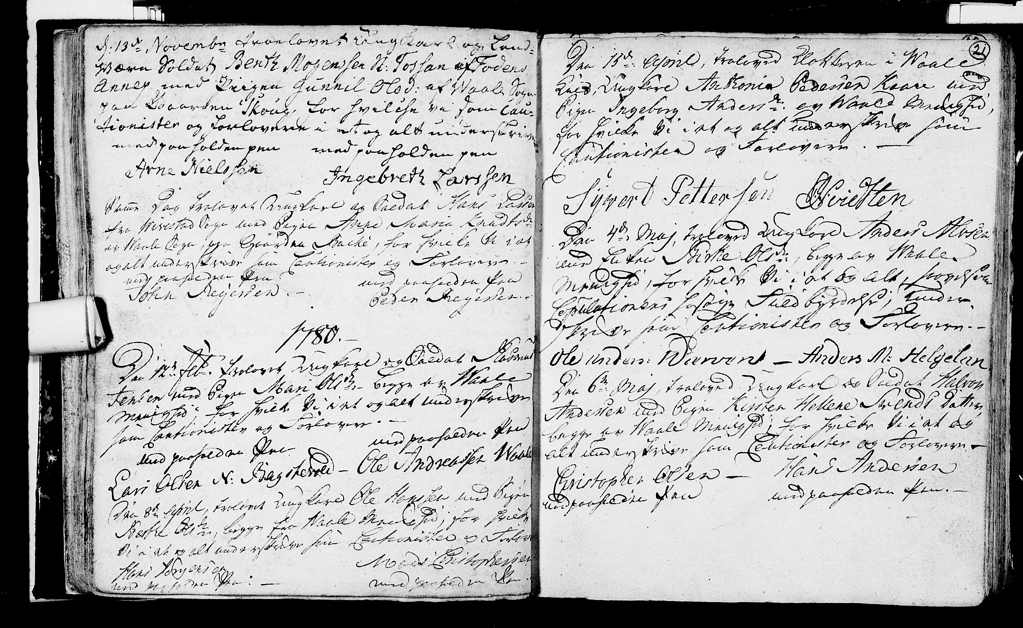 Våle kirkebøker, SAKO/A-334/H/Hb/L0002: Forlovererklæringer nr. 2, 1756-1799, s. 21