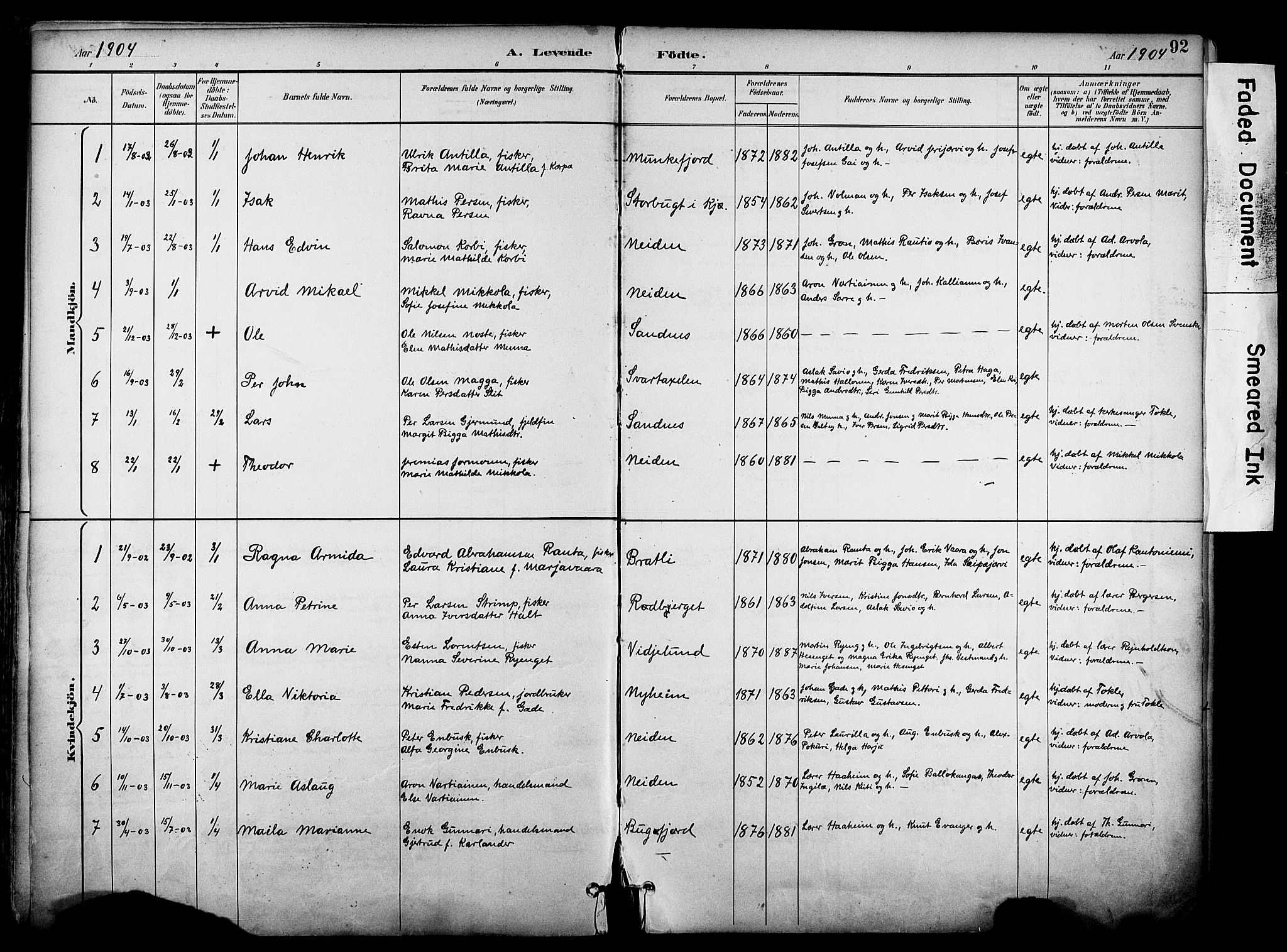Sør-Varanger sokneprestkontor, AV/SATØ-S-1331/H/Ha/L0004kirke: Ministerialbok nr. 4, 1891-1908, s. 92