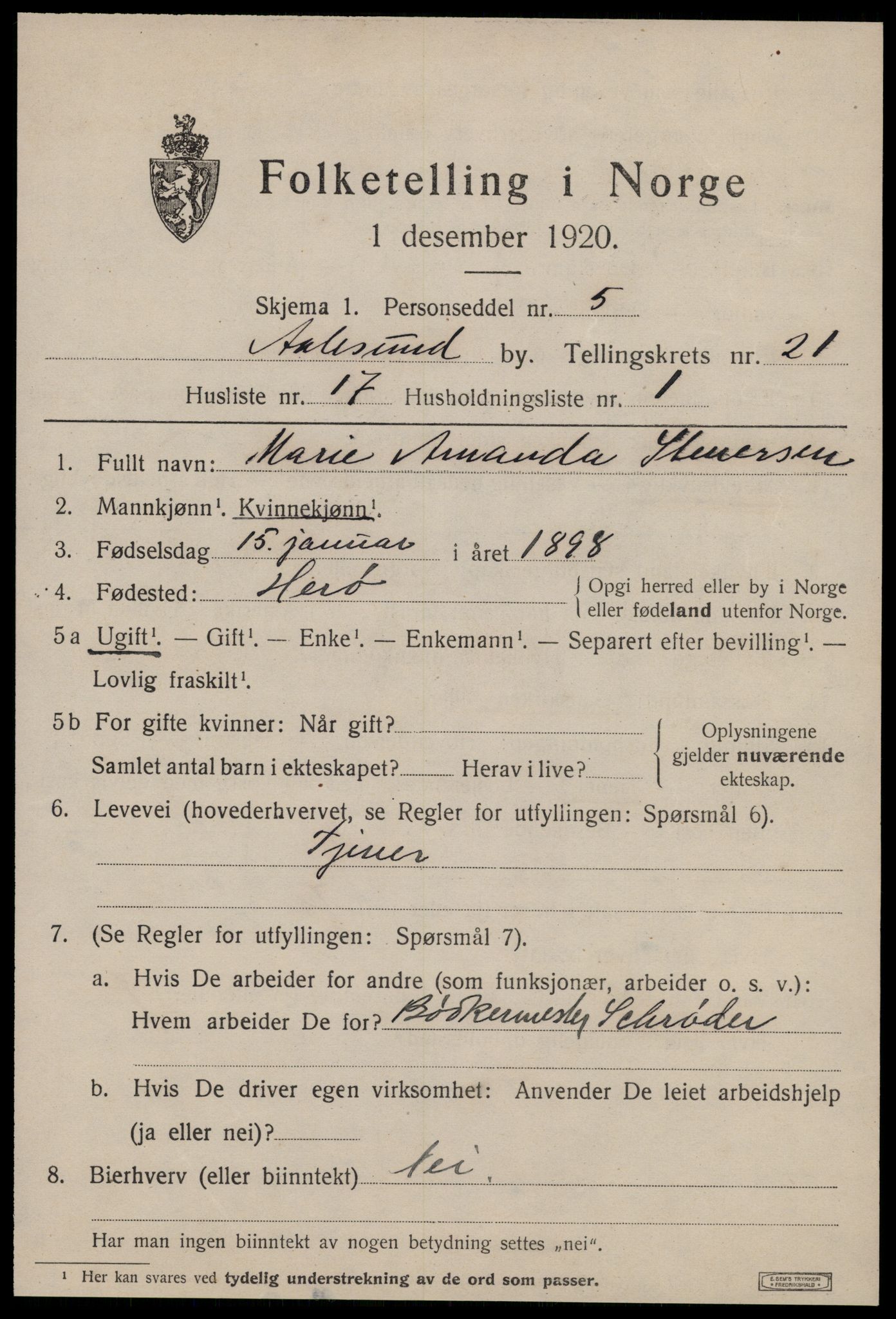 SAT, Folketelling 1920 for 1501 Ålesund kjøpstad, 1920, s. 40264