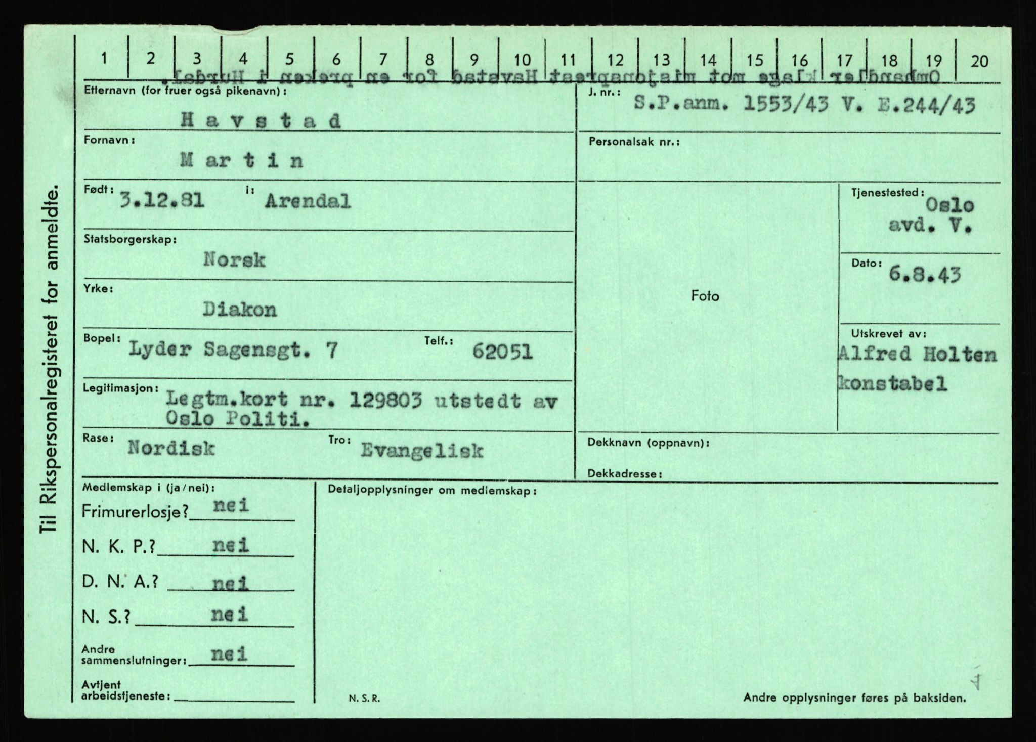 Statspolitiet - Hovedkontoret / Osloavdelingen, AV/RA-S-1329/C/Ca/L0006: Hanche - Hokstvedt, 1943-1945, s. 2827