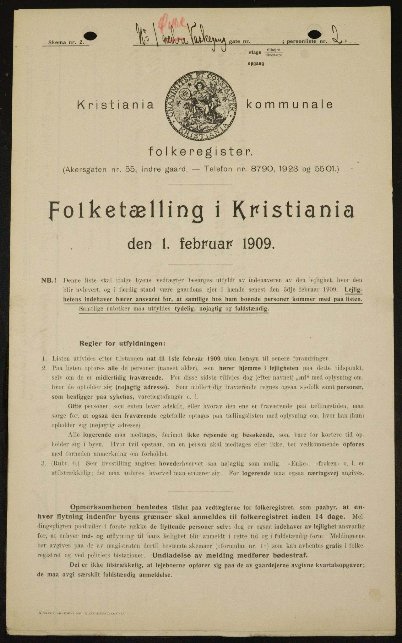 OBA, Kommunal folketelling 1.2.1909 for Kristiania kjøpstad, 1909, s. 117995