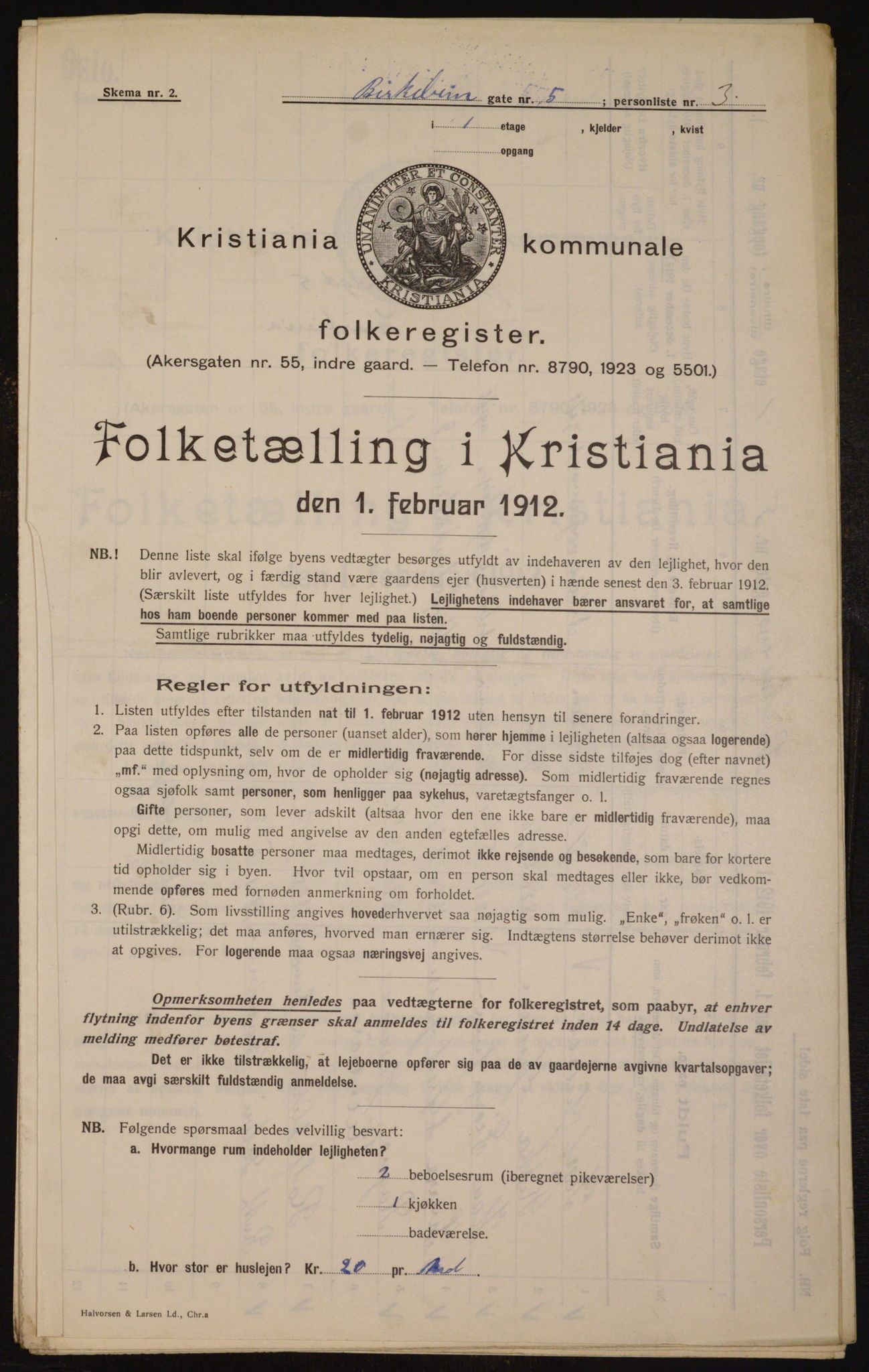 OBA, Kommunal folketelling 1.2.1912 for Kristiania, 1912, s. 4943