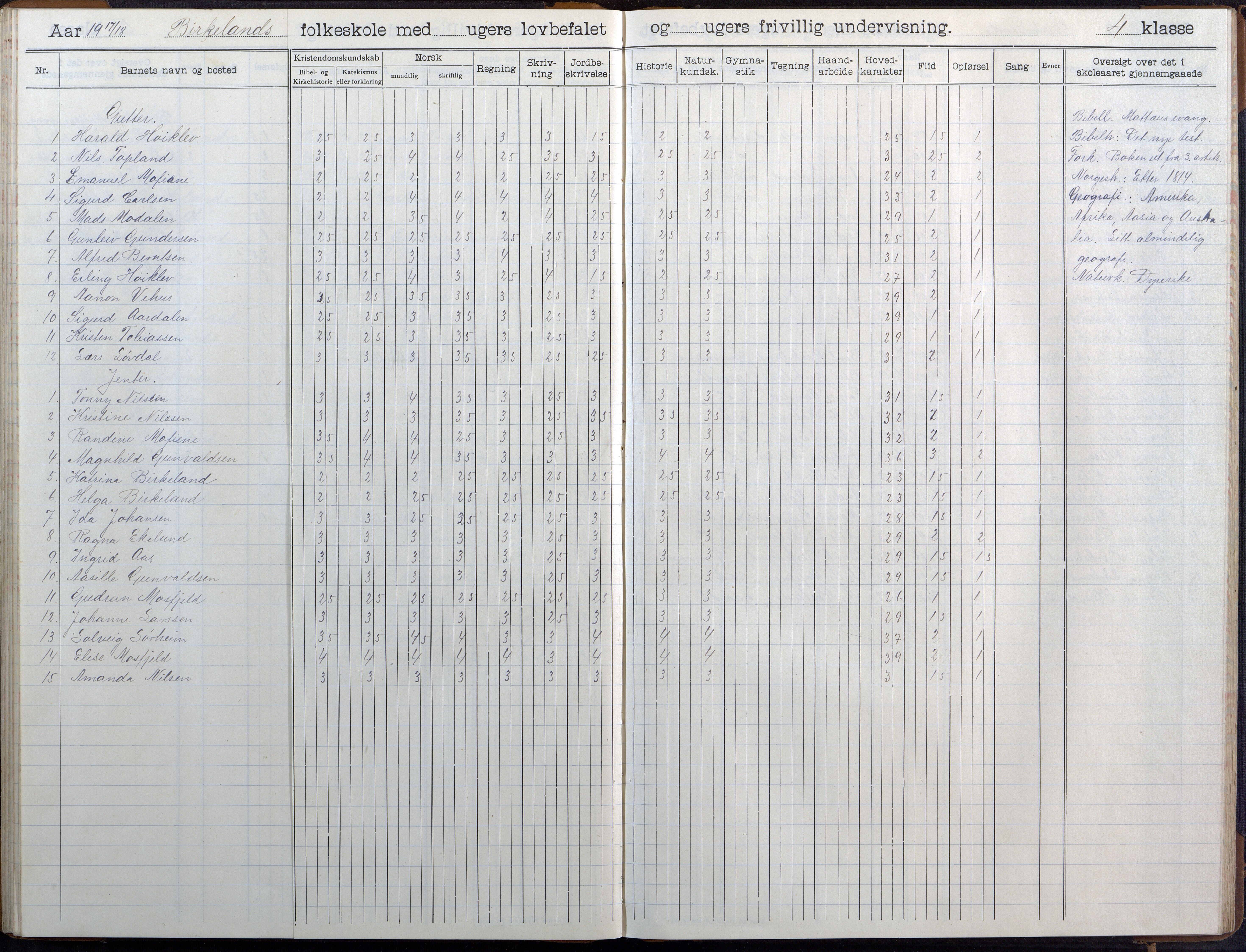 Birkenes kommune, Birkenes krets/Birkeland folkeskole frem til 1991, AAKS/KA0928-550a_91/F02/L0007: Skoleprotokoll, 1907-1931