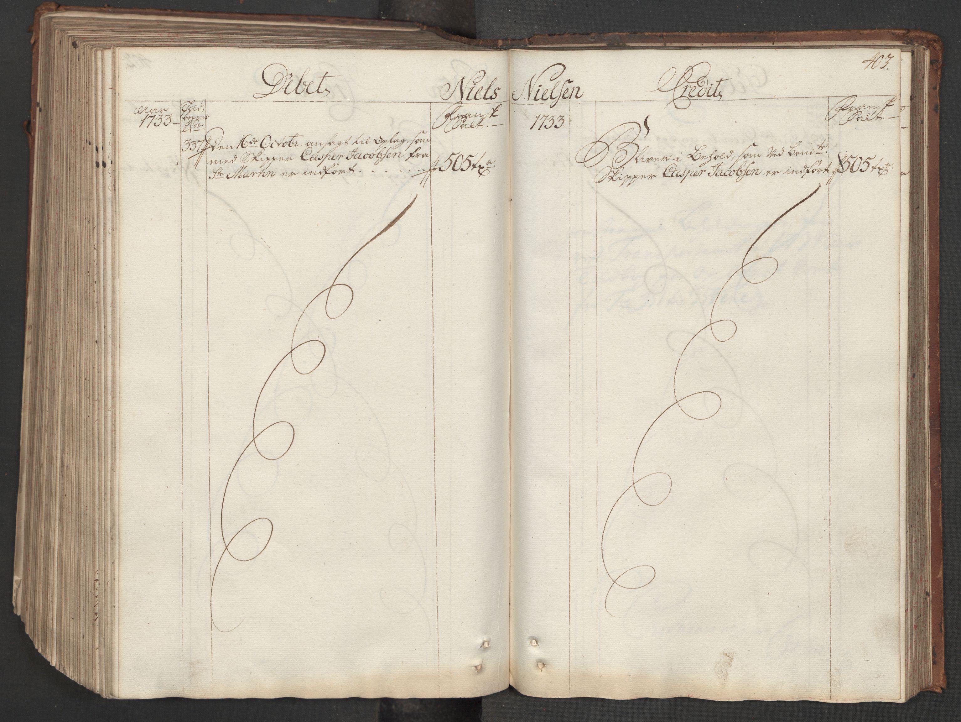 Generaltollkammeret, tollregnskaper, RA/EA-5490/R06/L0015/0001: Tollregnskaper Kristiania / Hovedtollbok, 1733, s. 402b-403a