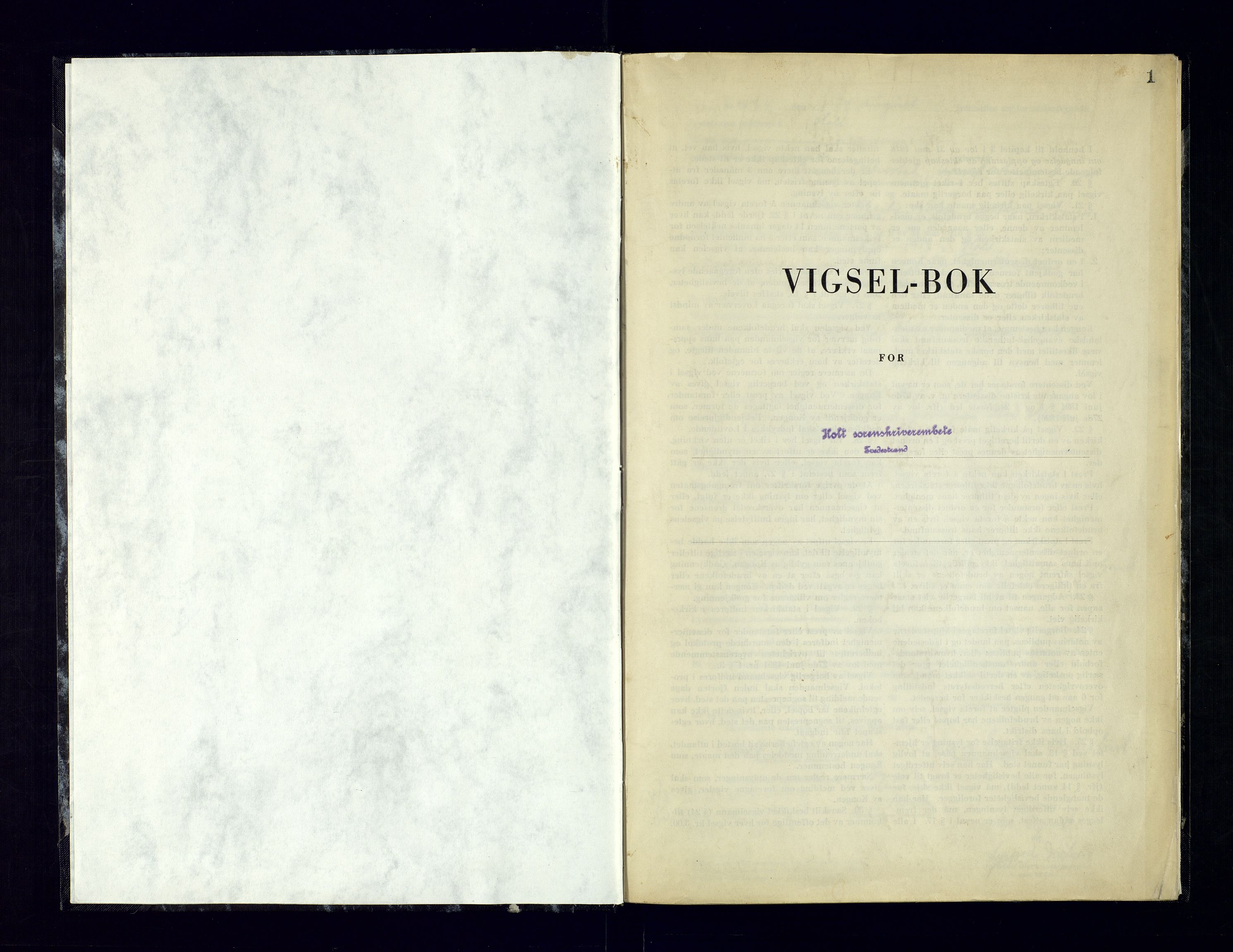 Holt sorenskriveri, AV/SAK-1221-0002/L/Ld/L0003: Vigselbok nr. 2, 1944-1964, s. 1