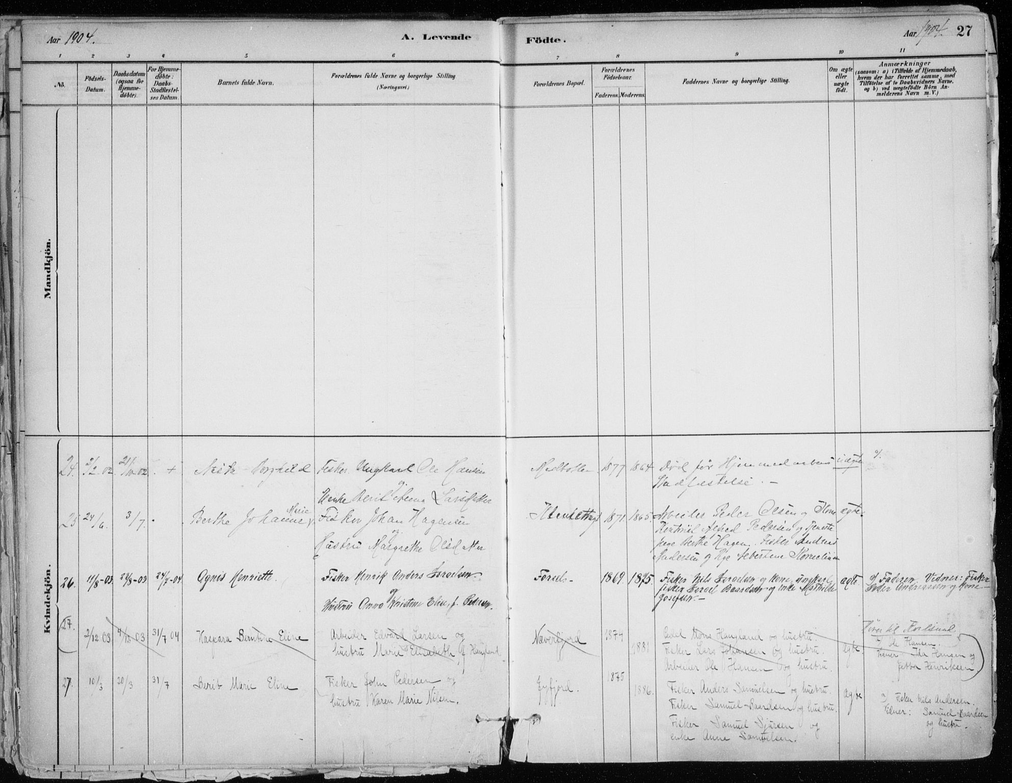 Hammerfest sokneprestkontor, AV/SATØ-S-1347/H/Ha/L0013.kirke: Ministerialbok nr. 13, 1898-1917, s. 27
