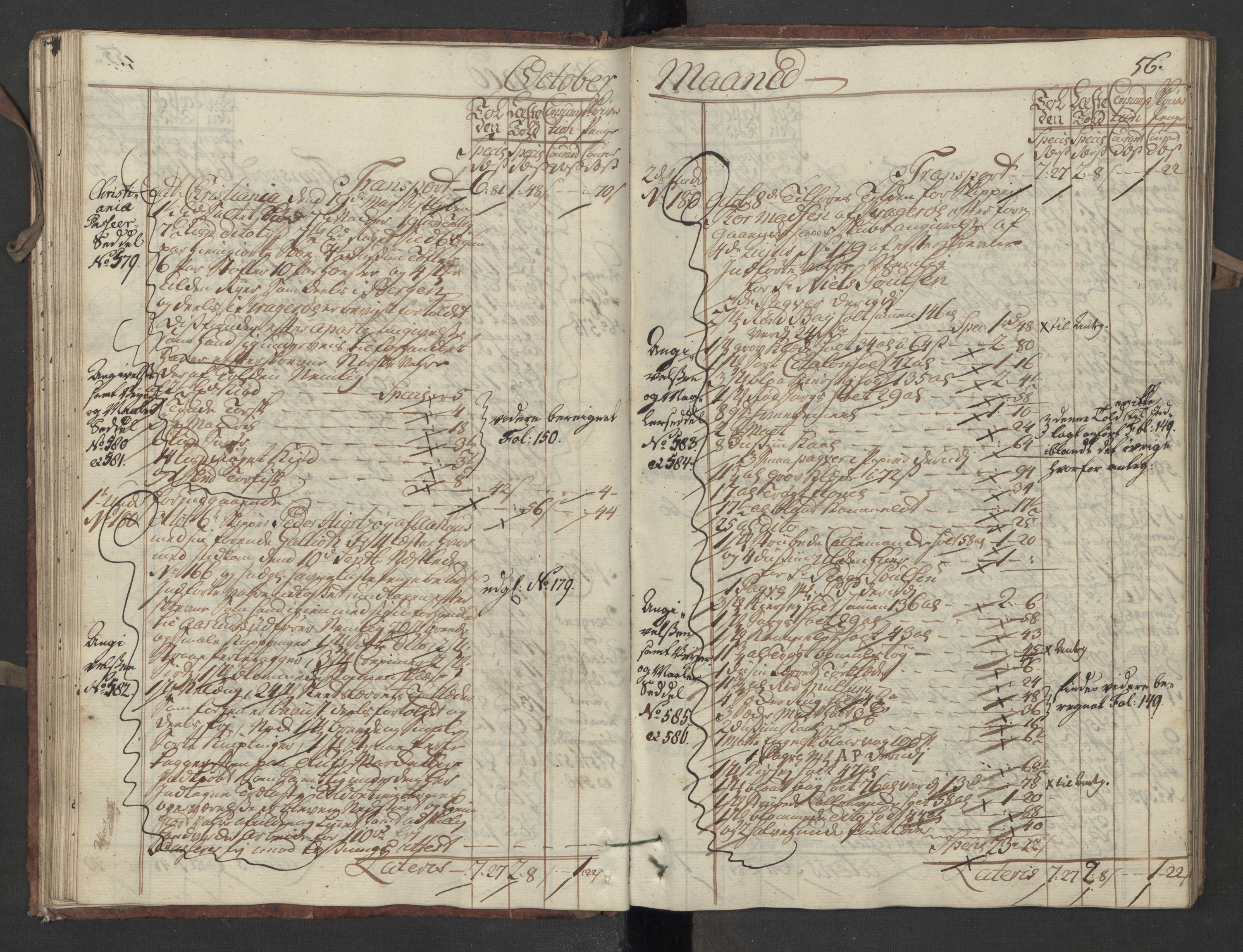 Generaltollkammeret, tollregnskaper, AV/RA-EA-5490/R13/L0020/0001: Tollregnskaper Kragerø / Inngående hovedtollbok, 1756, s. 55b-56a